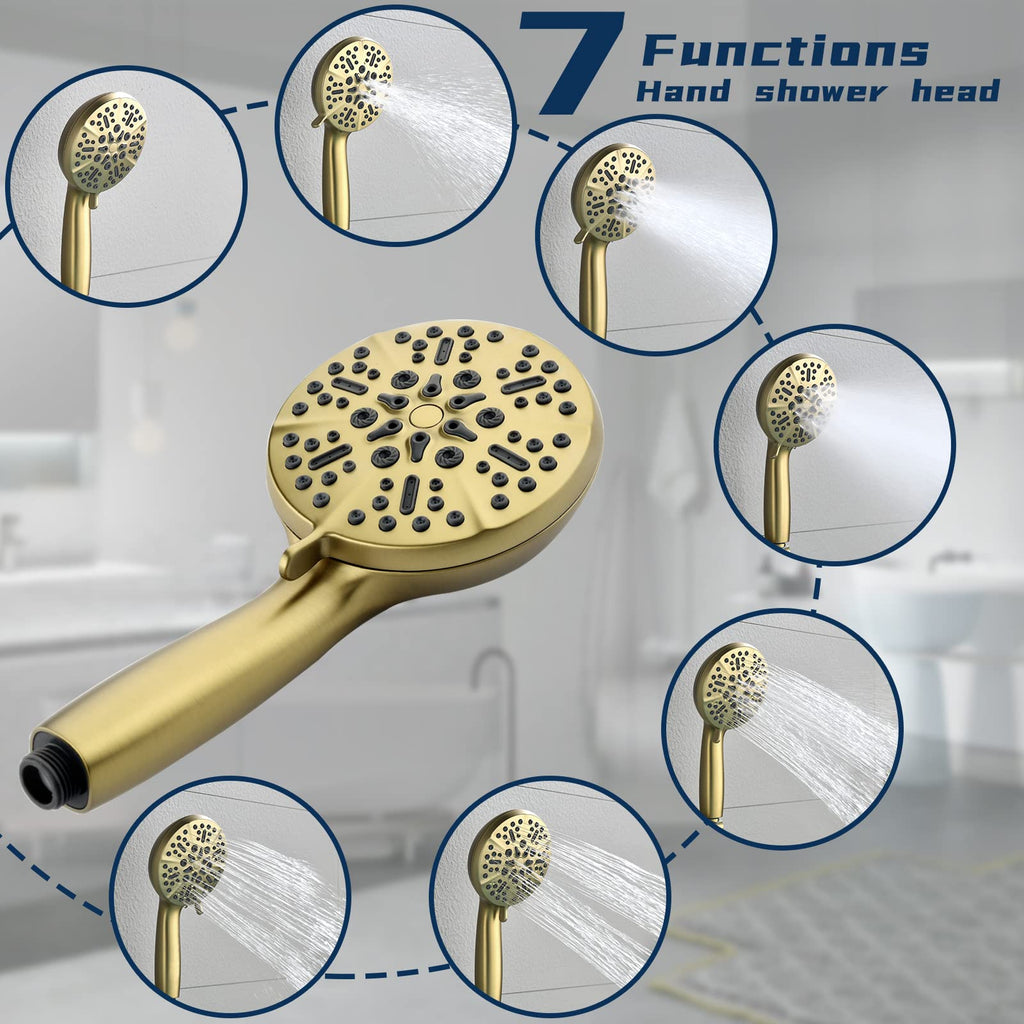 Shower Tub Kit Tub Shower Faucet Combo Set Bathtub Faucet Set Shower System with Tub Spout Shower Valve and Trim Kit Shower Fixtures Brushed Gold