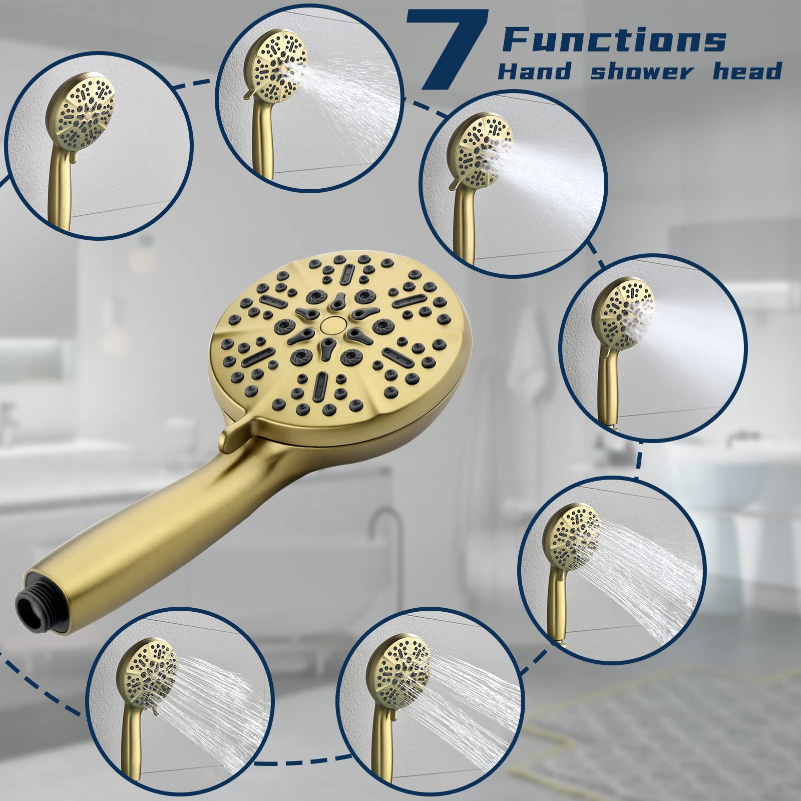 Shower Tub Kit Tub Shower Faucet Combo Set Bathtub Faucet Set Shower System with Tub Spout Shower Valve and Trim Kit Shower Fixtures Brushed Gold
