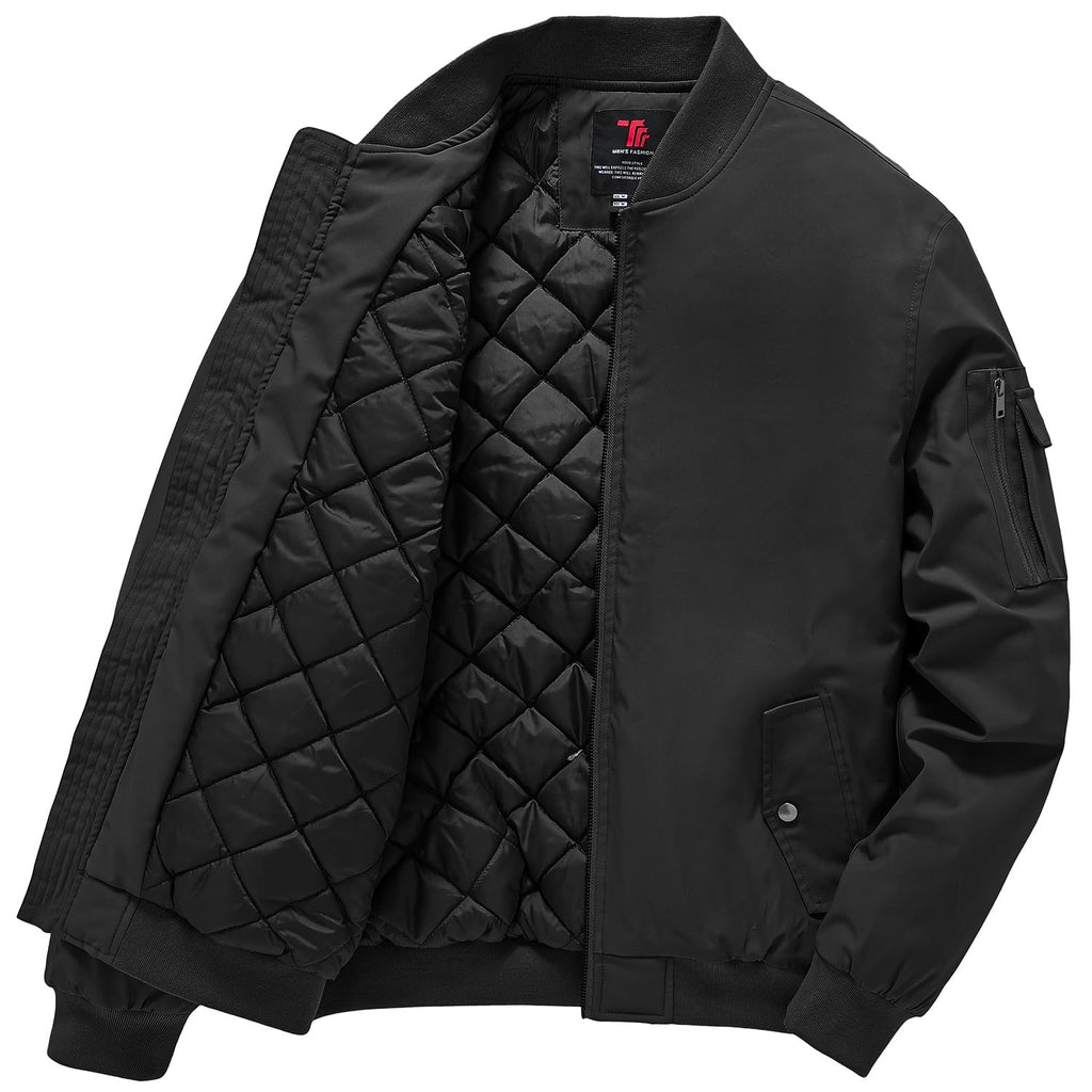 Gopune Men's Windproof Bomber Jacket Warm Water Resistant Windbreaker Winter Outwear Quilted Jackets Coats