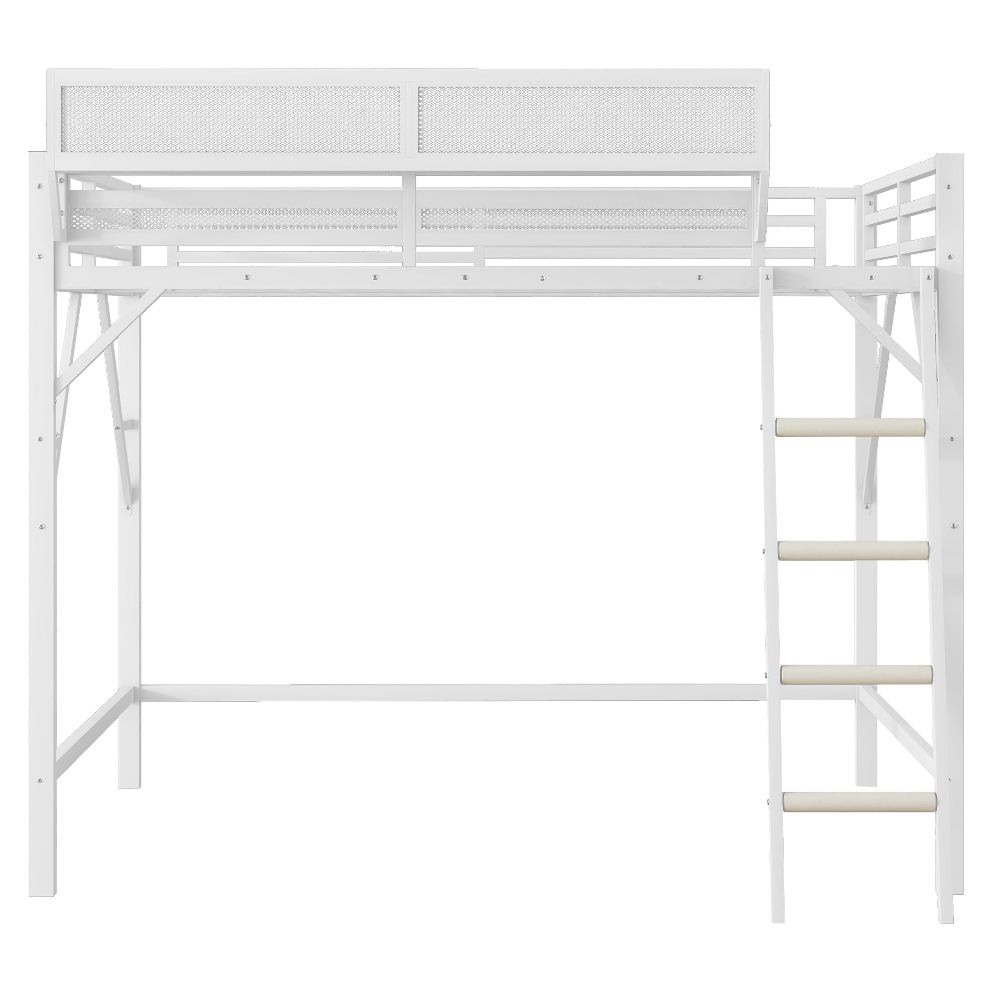 Mirightone Full Size Loft Bed with Stairs, Metal Loft Beds, High Loft Bed Frame with Storage Shelves, Lofted Full Bed with Wardrobe for Kids and Teens, No Box Spring Needed (Black)