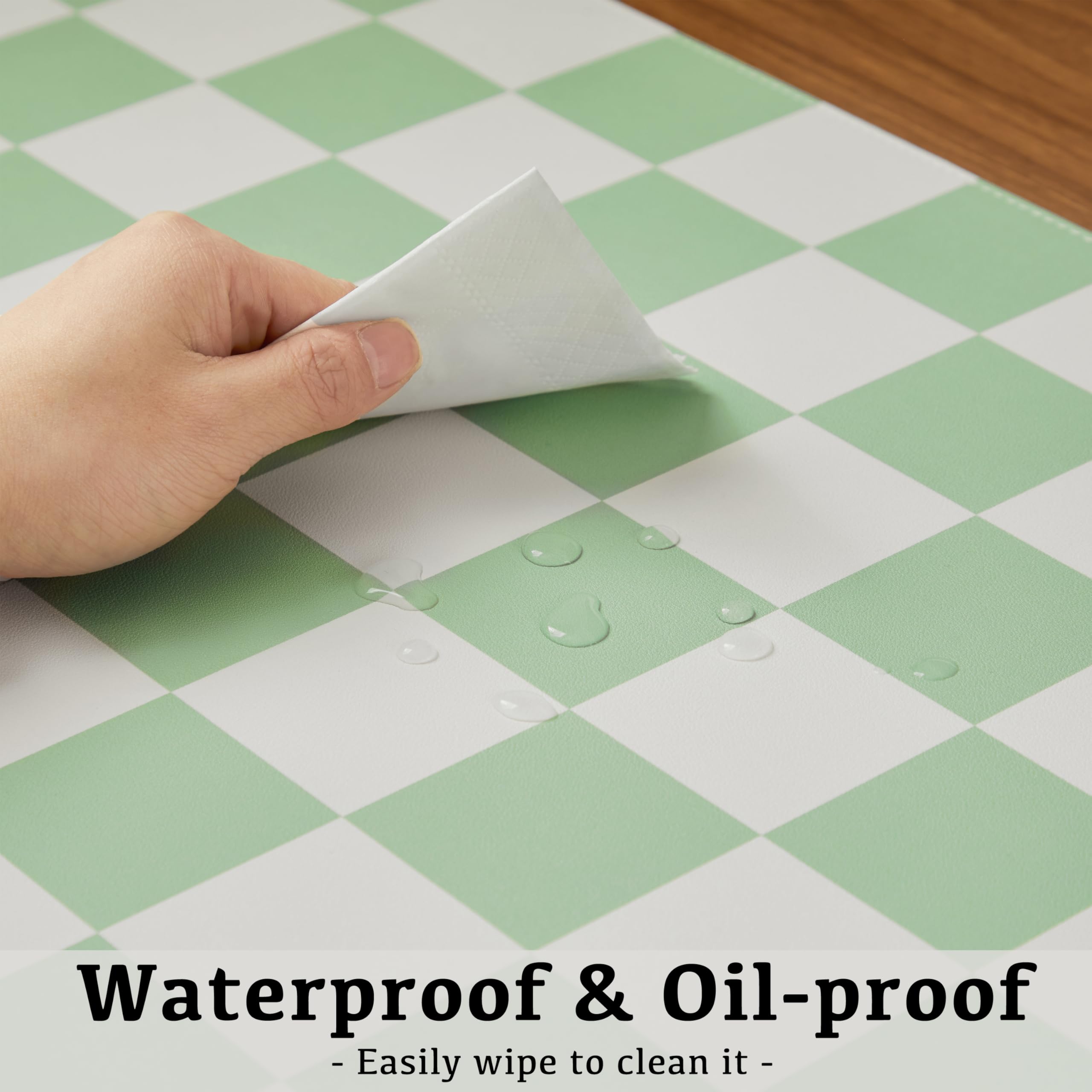 Ohocut Checkered Desk Mat, Large Cute Aesthetic Retro PU Leather Computer Laptop Desk Mat, Non-Slip Waterproof Mouse Keyboard Pad, Desk Writing Mat for Work/Home (Beige, 23.6" x 13.7")