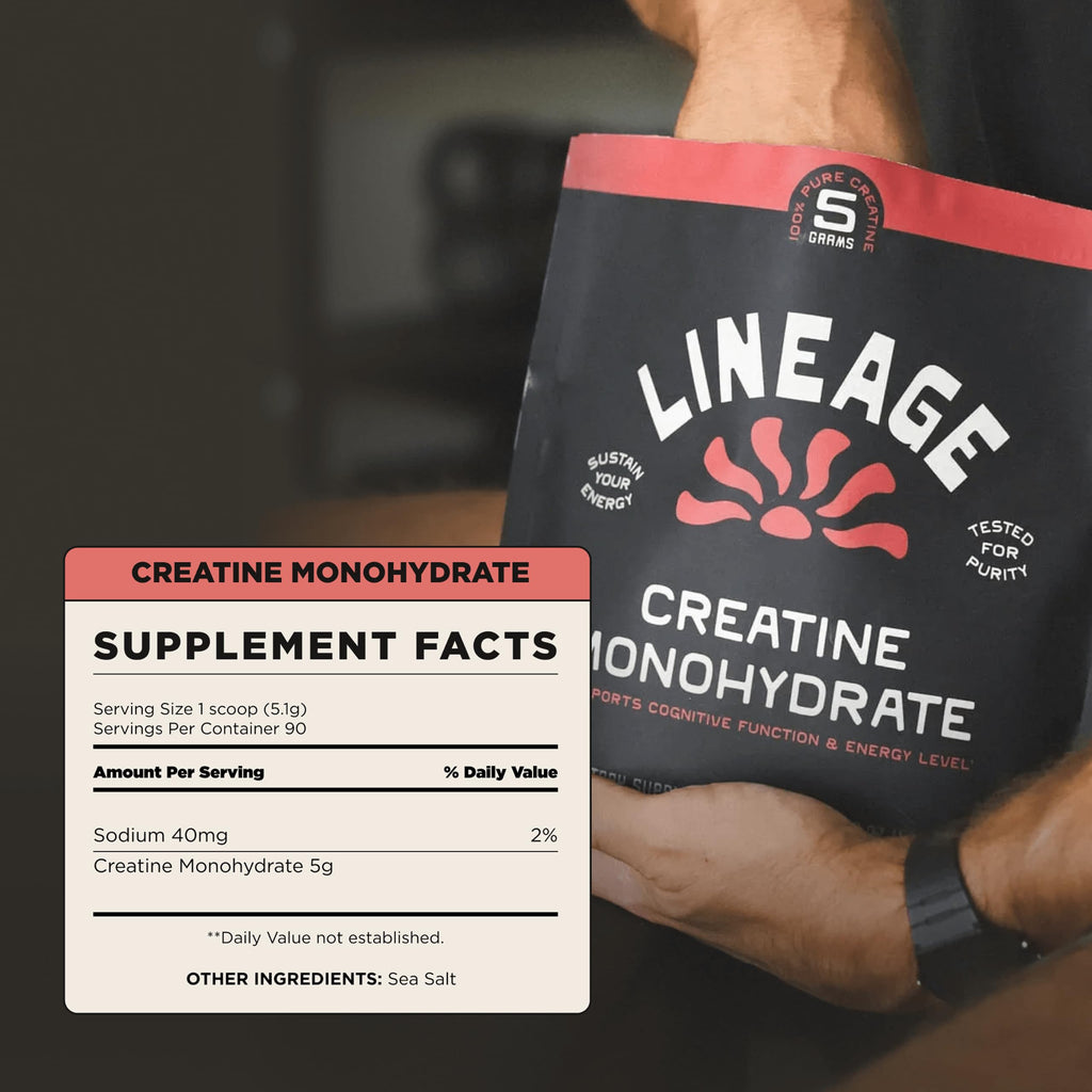 Lineage Provisions Micronized Creatine Monohydrate with Sea Salt - Micronized Creatine Powder for Training & Performance – No Artificial Ingredients – 90 Servings