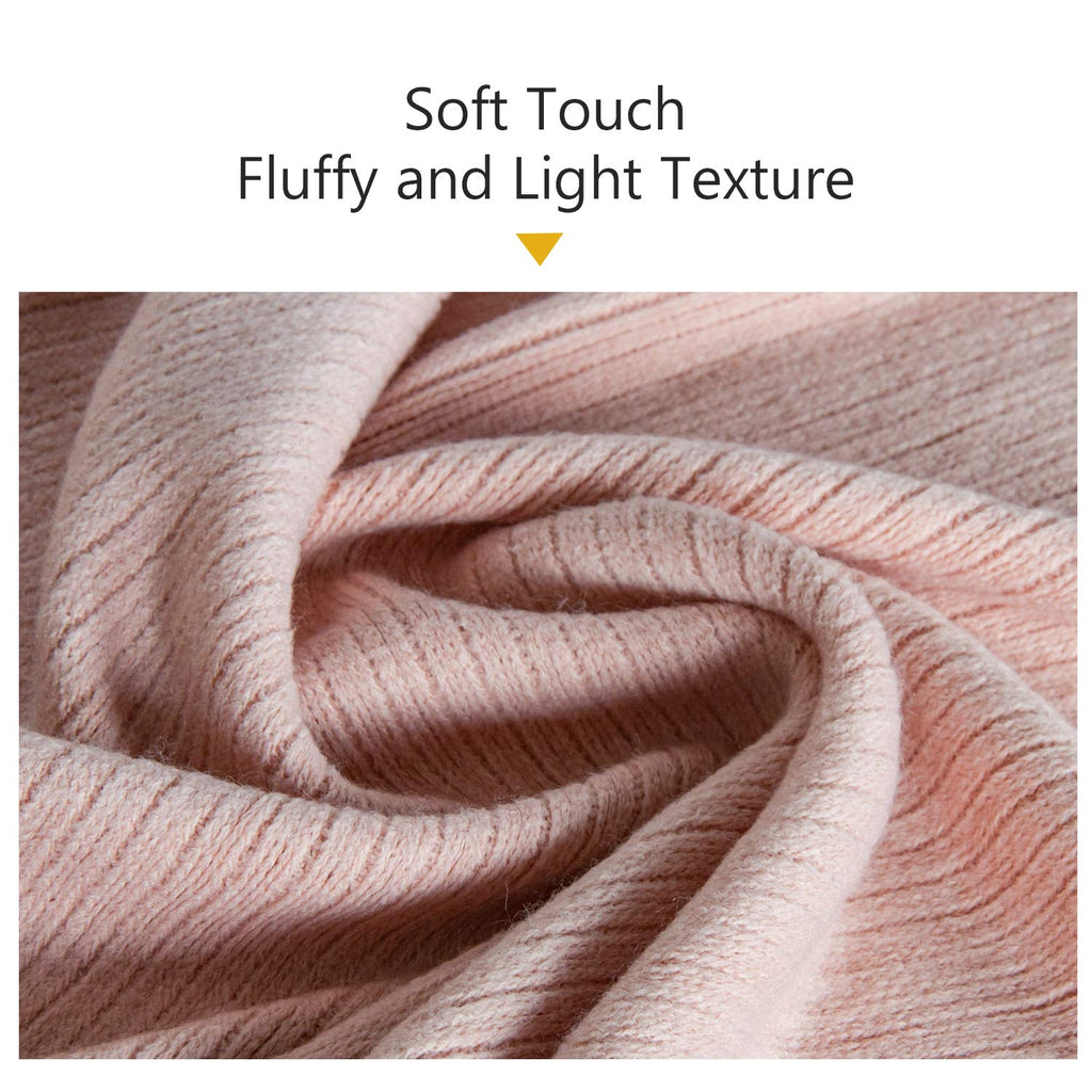 NTBAY Acrylic Knitted Throw Blanket, Lightweight and Soft Cozy Decorative Woven Blanket with Tassels for Travel, Couch, Bed, Sofa, 51x67 Inches, Grey Wave
