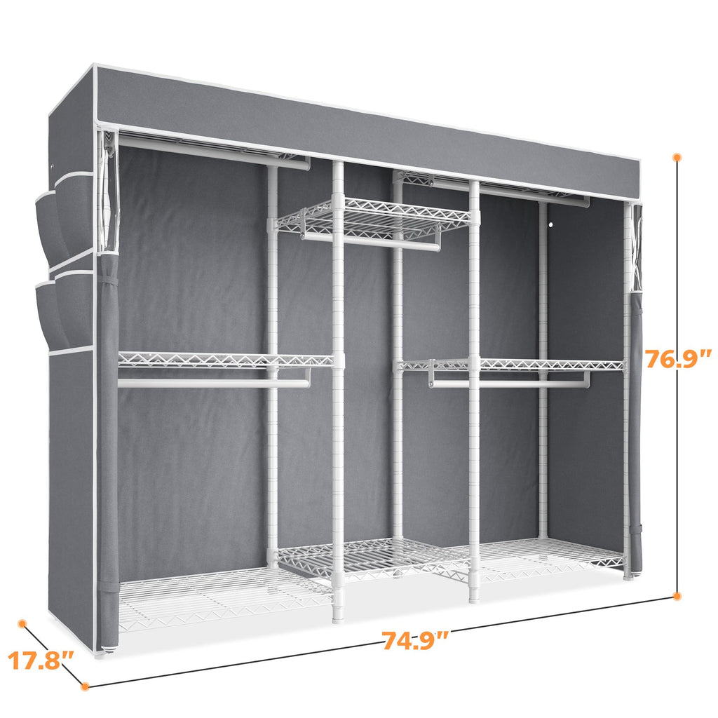 Raybee Clothes Rack,Clothing Racks for Hanging Clothes 900LBS Capacity Heavy Duty Portable Closet with 5 Hanger Rods & 8 Shelves for Walk-in Closet,Apartment