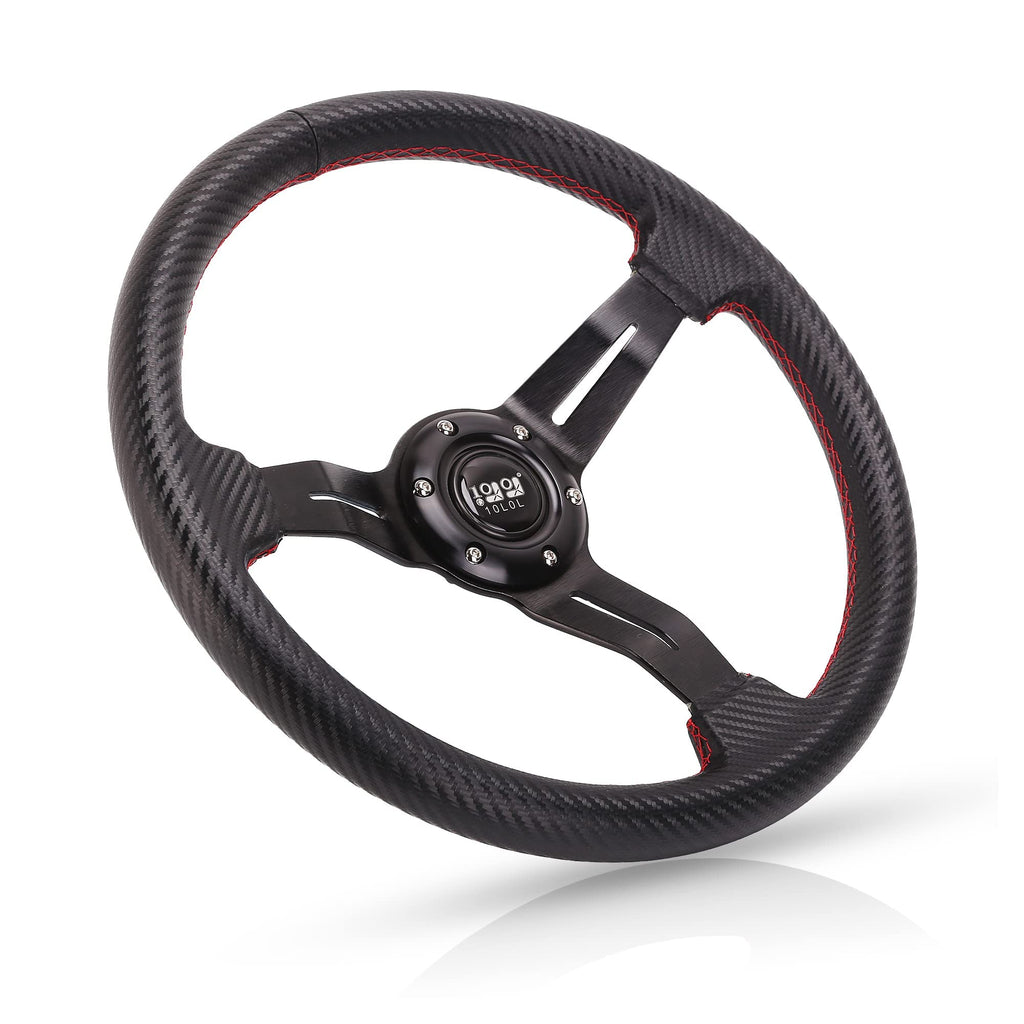 10L0L Golf Cart Steering Wheel, 13' Universal Fit for EZGO TXT/RXV, Club Car DS/Precedent, Yamaha G2-G29 (Carbon Black)