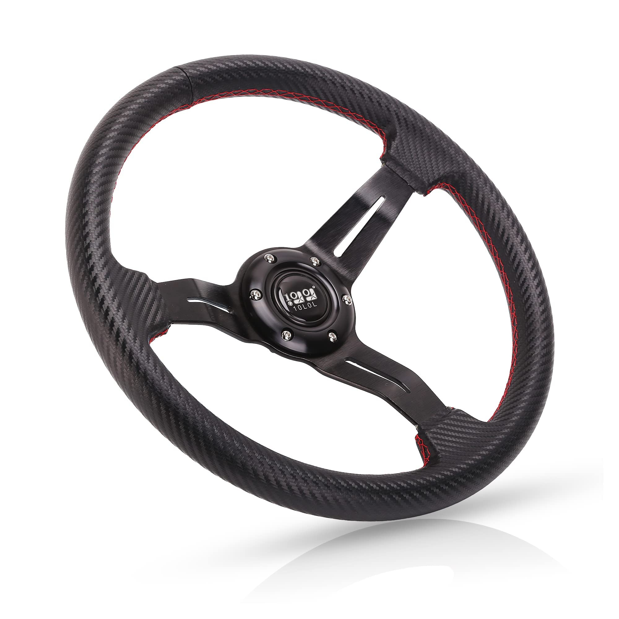 10L0L Golf Cart Steering Wheel, 13' Universal Fit for EZGO TXT/RXV, Club Car DS/Precedent, Yamaha G2-G29 (Carbon Black)