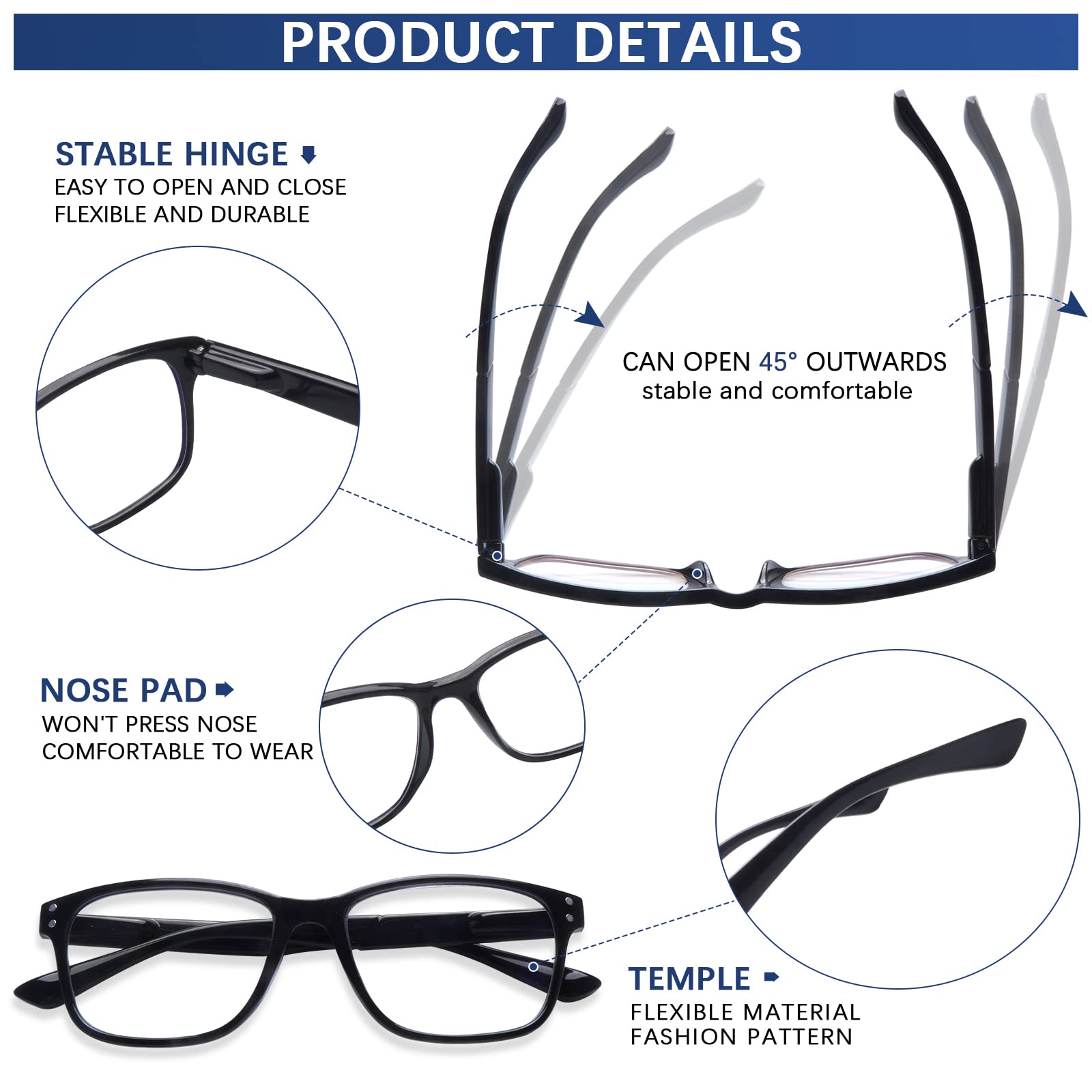 SIGVAN Reading Glasses 5 Packs Blue Light Blocking Eyeglasses Quality Spring Hinge Colorful Computer Readers for Women Men