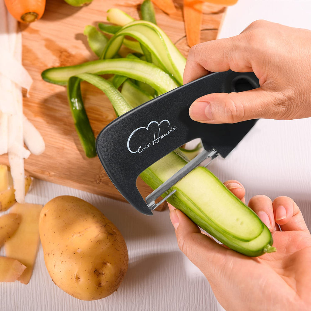 5 Pieces Kitchen Gadgets Set - Space Saving Cooking Tools Accessories Cheese Chocolate Grater, Fruit Vegetable Peeler, Bottle Opener, Pizza Cutter, Burlap Bags with Drawstring Gift Set