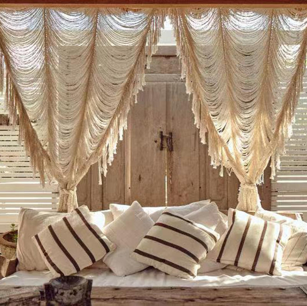 Flber Macrame Curtain Window Macrame Room Divider Doorway Curtain Boho Macrame Wall Hanging Living Room Bedroom Decor 42" W x 75" H