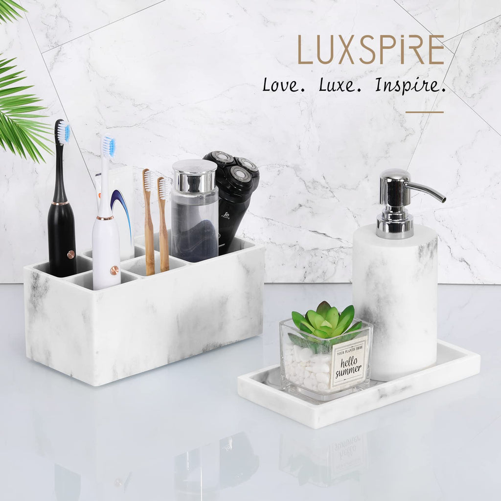 Luxspire Bathroom Vanity Tray, Resin Dresser Jewelry Ring Dish Tank Storage Kitchen Sink Countertop Organizer Plate Holder for Perfume Candles Soap Towel Plant Bathroom Accessories, M, Matte Black