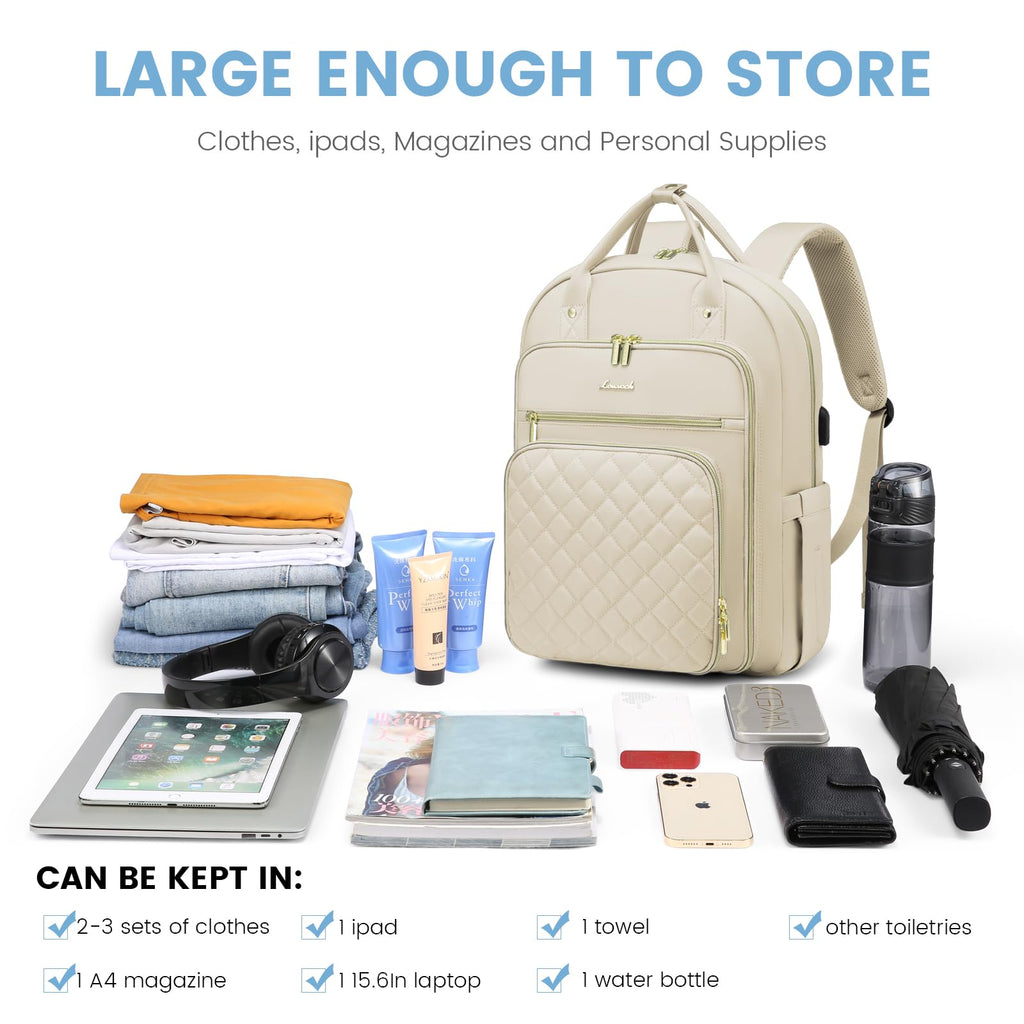 LOVEVOOK Laptop Backpack for Women, Water Resistant Travel Work Backpacks Purse College Business Teacher Nurse Computer bag with USB Charging Port