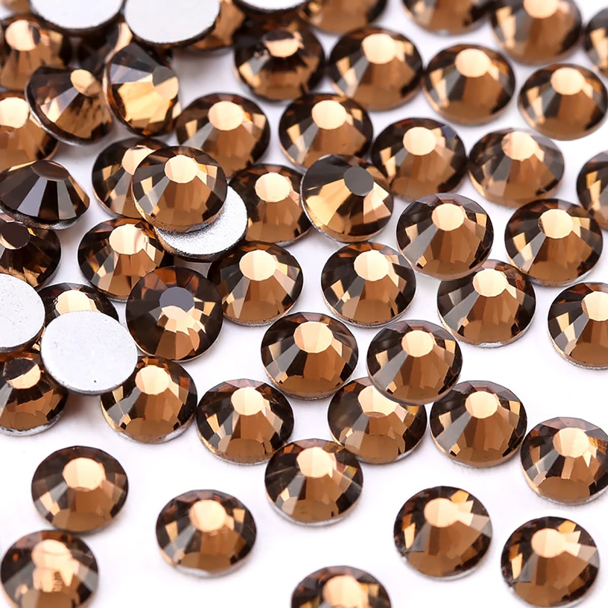2880 Pieces Flatback Rhinestones Glue Fix Crystal Glass Diamantes Gems for Crafting Nail Art Crafts Decorations Clothes Shoes 1.4 mm (ss3, Amber)