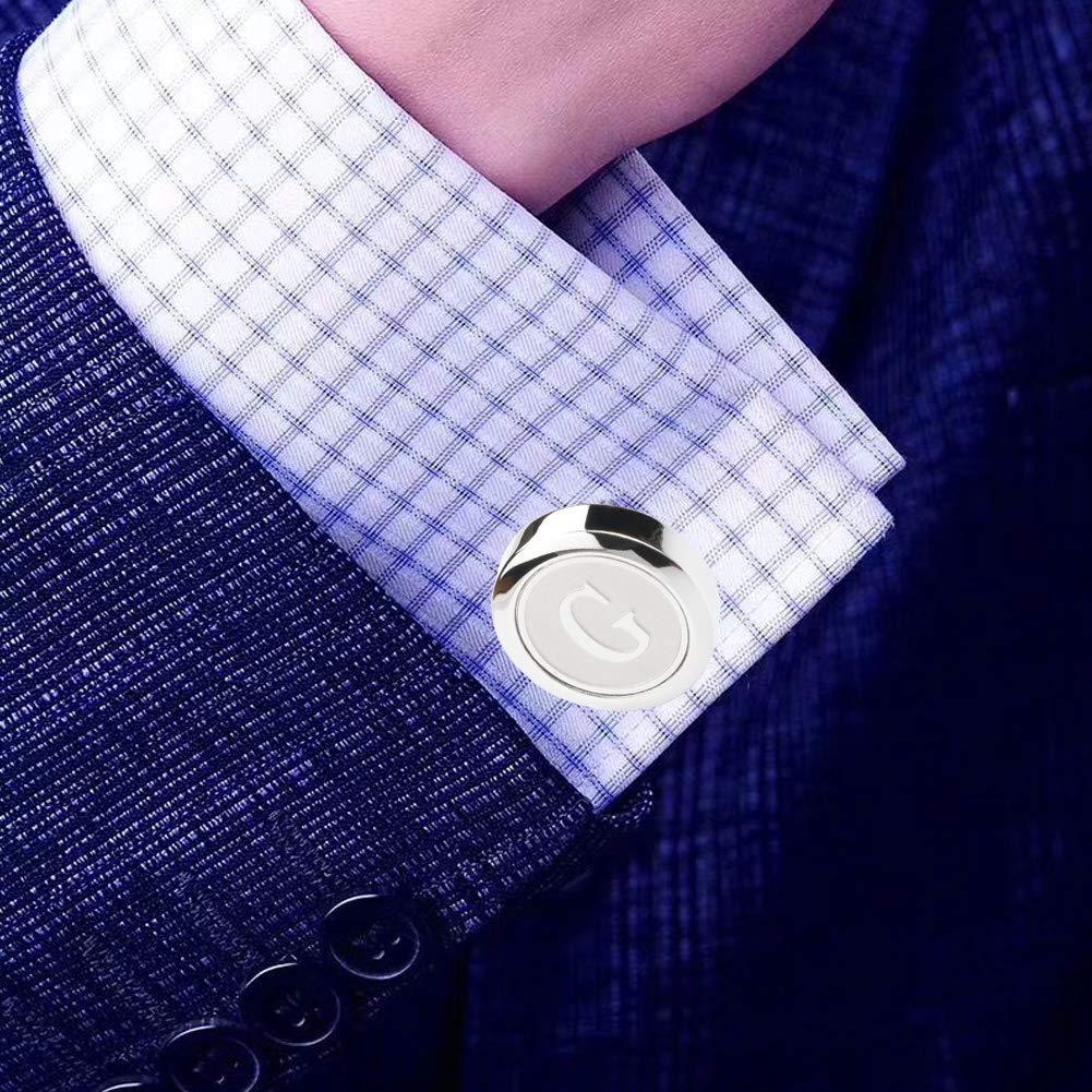 Mens Classic Stainless Steel Initial Cufflinks 26 Alphabet Initial Letter Cufflinks Business Wedding Shirts A-Z