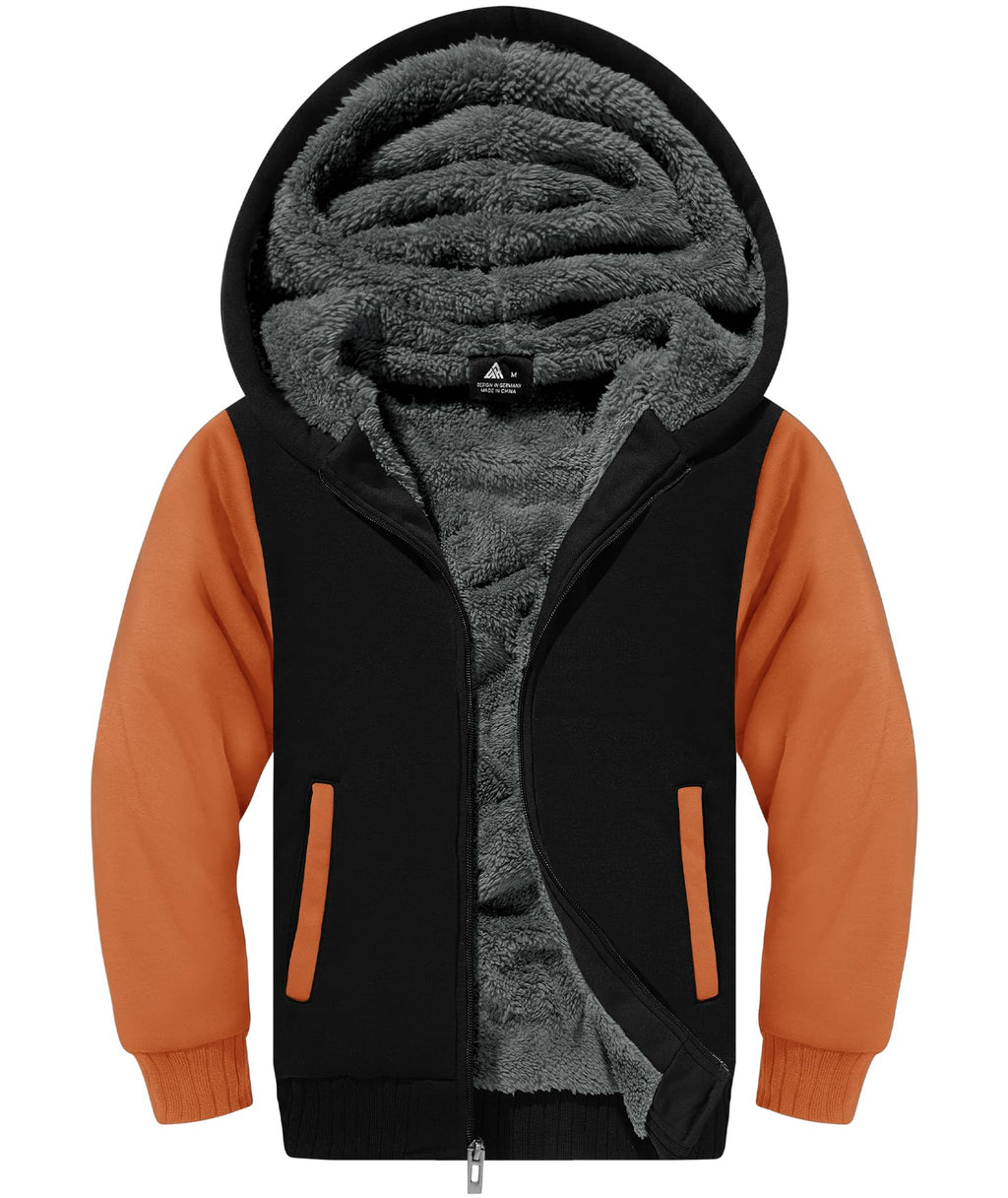 GEEK LIGHTING Boys Sherpa Lined Hoodie Kids Fleece Sweatshirt Full Zip Hooded Jacket