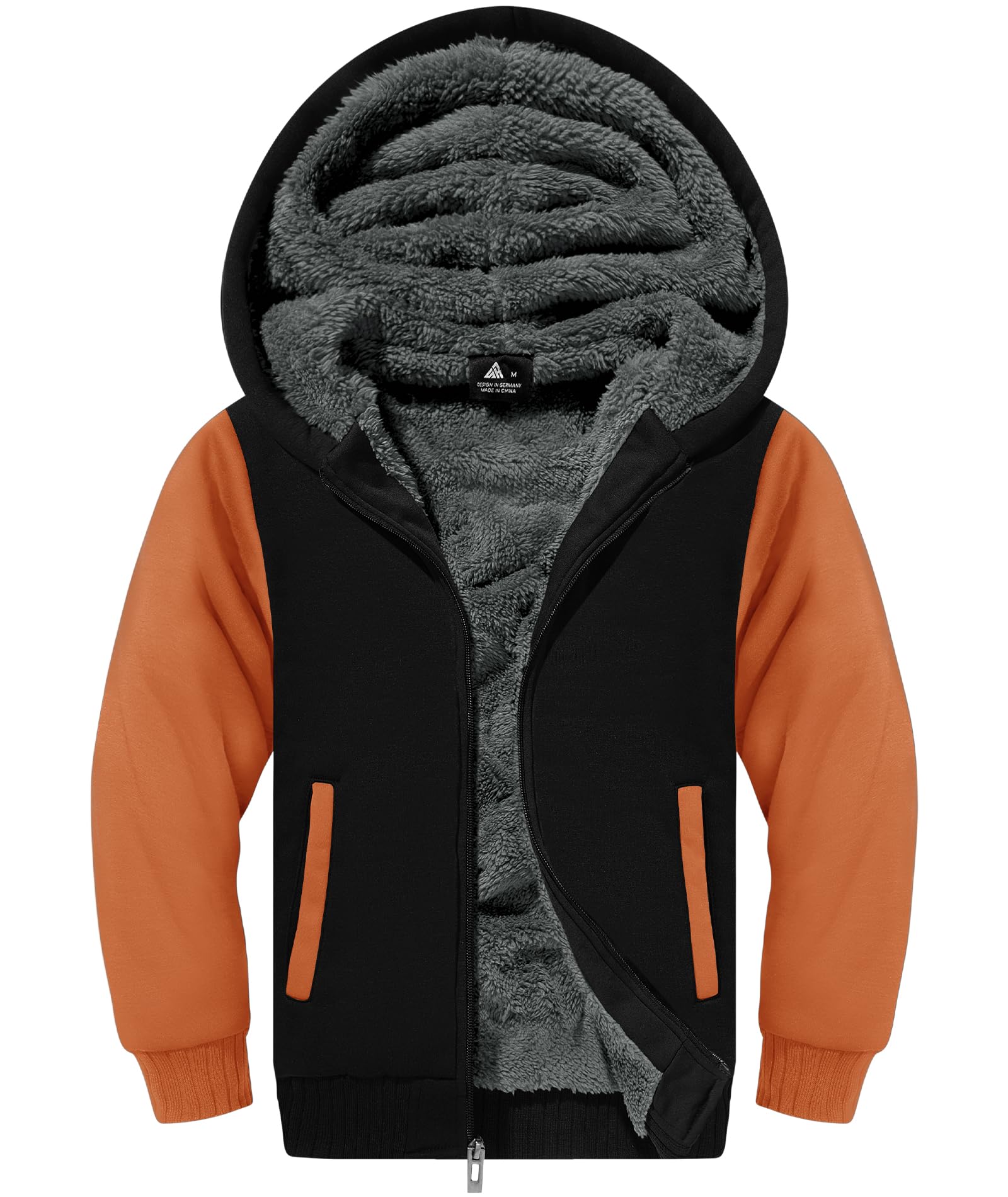 GEEK LIGHTING Boys Sherpa Lined Hoodie Kids Fleece Sweatshirt Full Zip Hooded Jacket