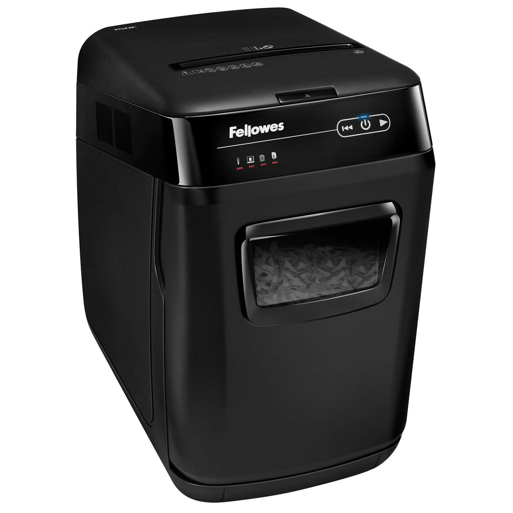 Fellowes AutoMax Micro-Cut 100M Commercial Office Auto Feed 2-in-1 Paper Shredder with 100-Sheet Capacity, Black