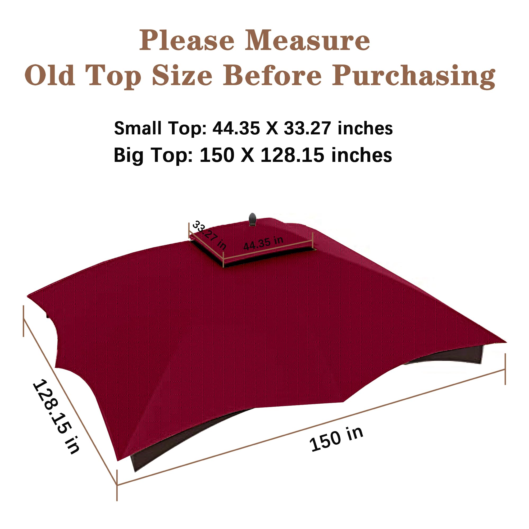 SCOCANOPY Replacement Top Compatible with The Lowe's Gazebo Model #GF-12S004B-1 / GF-12S004BTO (Grey Ripstop)