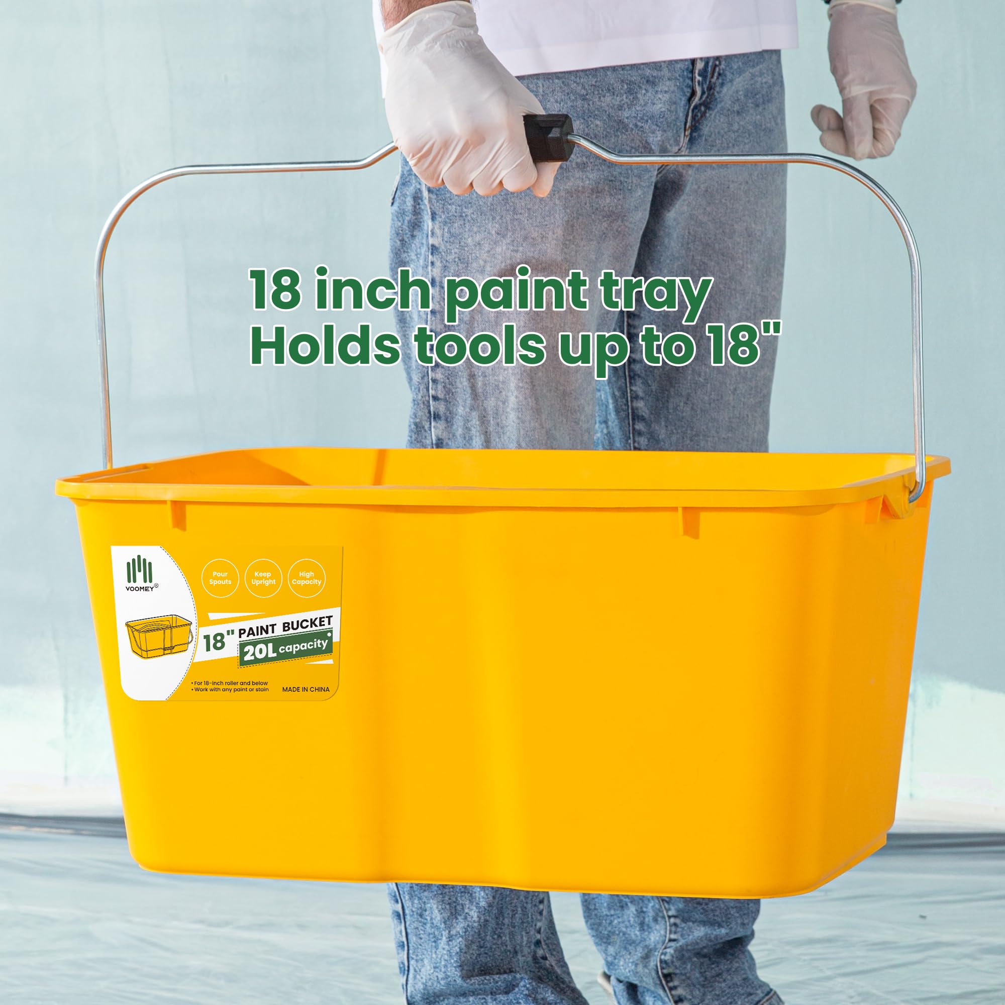 VOOMEY 18 Inch Paint Tray Liner, Plastic Paint Bucket Inner Liner Bags for Paint Roller Kit, 5pcs,Disposable for Quick Cleanup