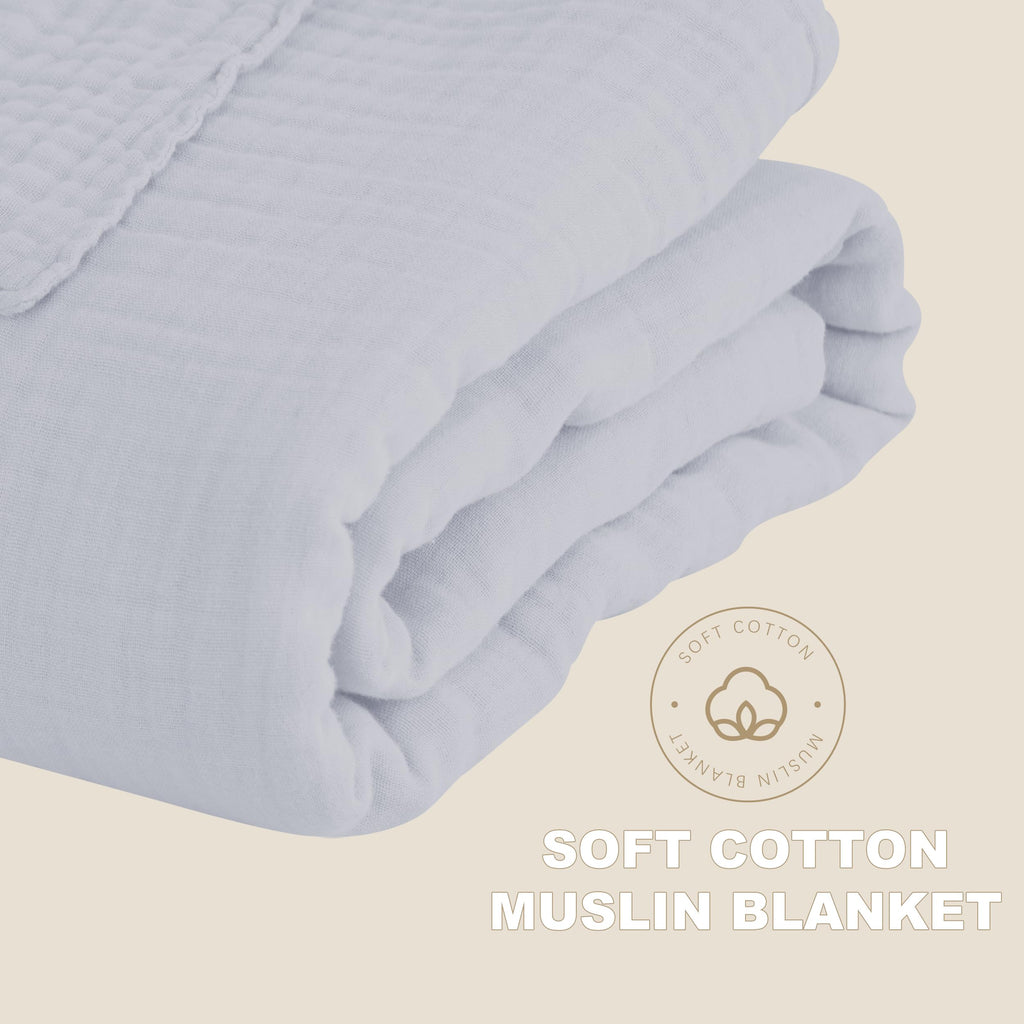 Cosy Family 4 Layer Muslin Bed Blanket - Breathable and Lightweight Gauze Boho Blanket for Spring, Soft 100% Cotton Muslin Blanket, Brown, 55x80 Inches