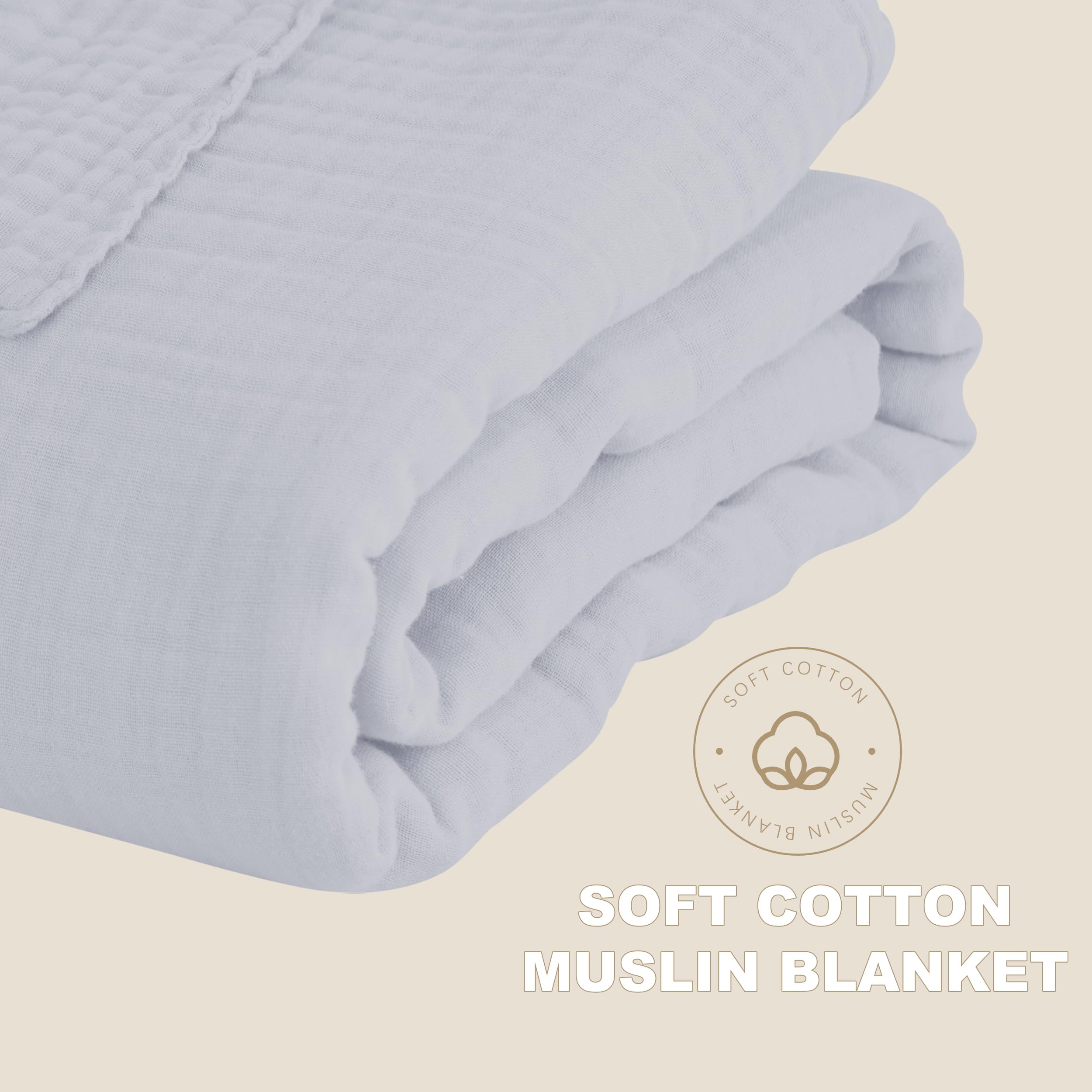 Cosy Family 4 Layer Muslin Bed Blanket - Breathable and Lightweight Gauze Boho Blanket for Spring, Soft 100% Cotton Muslin Blanket, Brown, 55x80 Inches