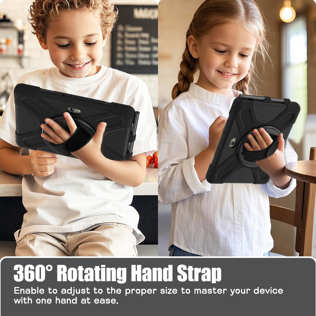 Samsung Galaxy Tab Active5/Active 3 8.0 Case, with 360 Stand, Handle Hand Strap & Shoulder Strap for Galaxy Tab Active5 8" 2024 X300/X307, Active3 8" 2020 T570/T575/T577 (Black)