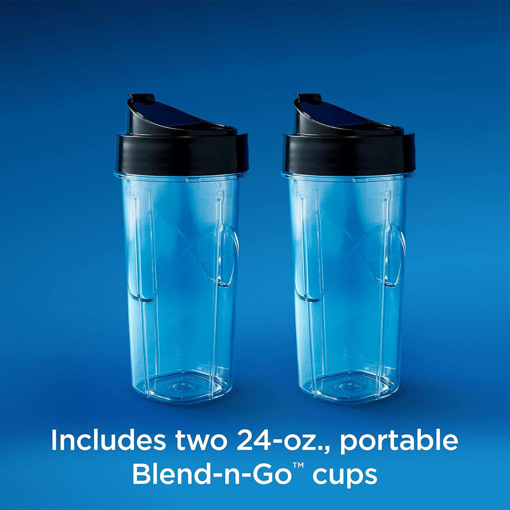 Oster Blender and Food Processor Combo with 3 Settings for Smoothies, Shakes, and Food Chopping, Includes 2 24-Ounce Cups and Lids, Carbon Grey