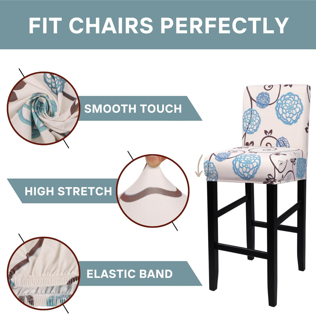 SearchI Bar Stool Covers Set of 2, Stretch Washable Barstool Seat Covers, Counter Height Chair Covers for Kitchen Dining Room Cafe (Ball Flower)