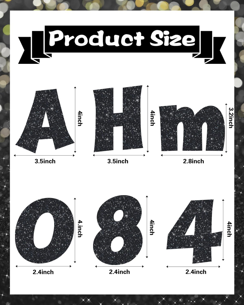 237 Pcs Glitter Bulletin Board Letters, Numbers and Punctuation, Poster Board Letters Alphabet Cut Out Cardboard Letters Accessories for Classroom Display Decorating Supplies 4inch (Black)