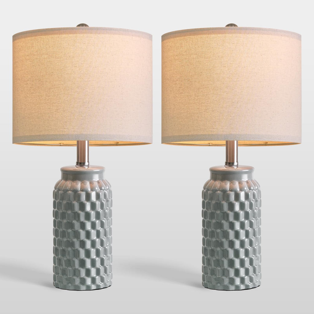 USumkky 20.5" Gold Modern Ceramic Bedside Lamp Set of 2 for Bedroom Decor Farmhouse Table Lamp for Living Room Office Dorm