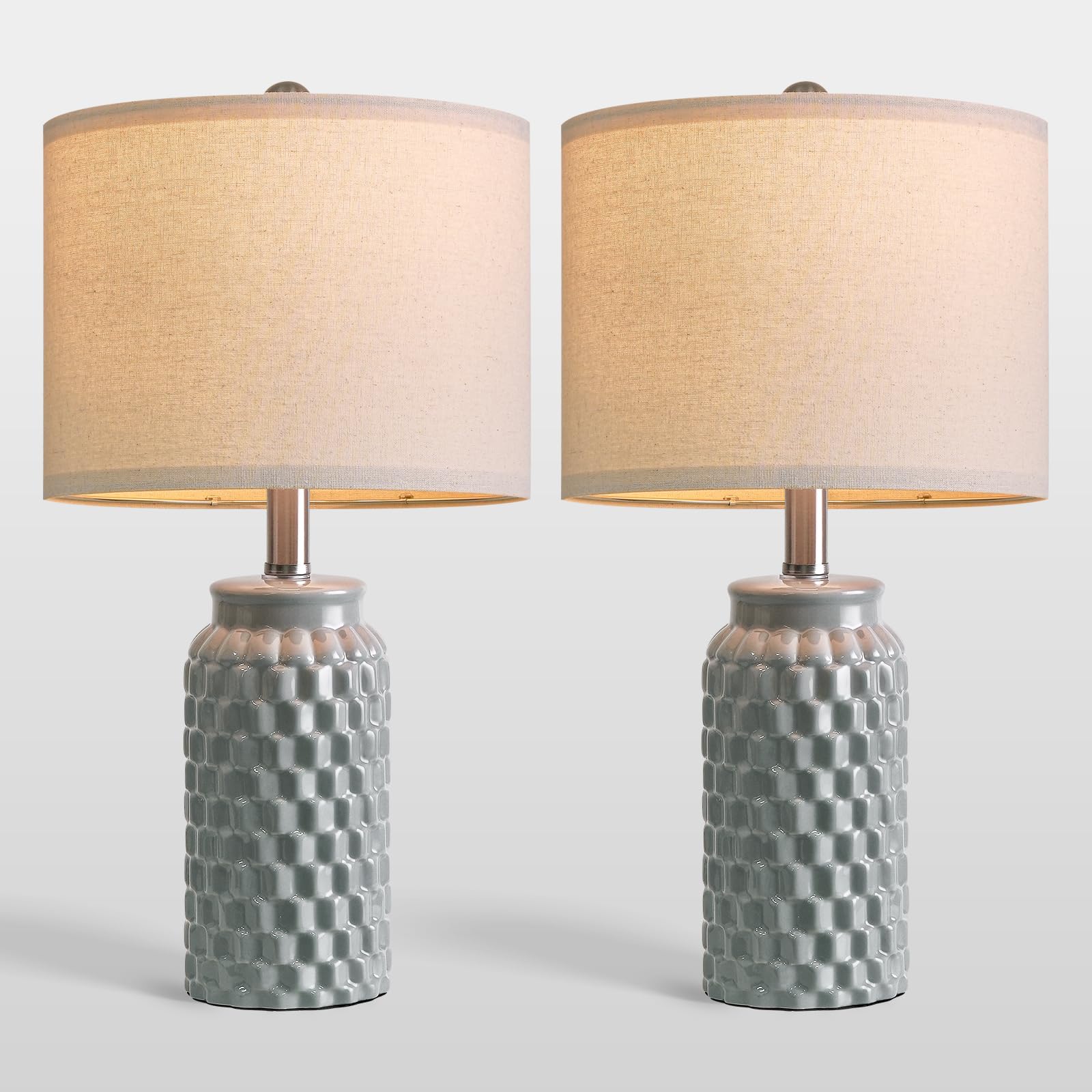 USumkky 20.5" Gold Modern Ceramic Bedside Lamp Set of 2 for Bedroom Decor Farmhouse Table Lamp for Living Room Office Dorm