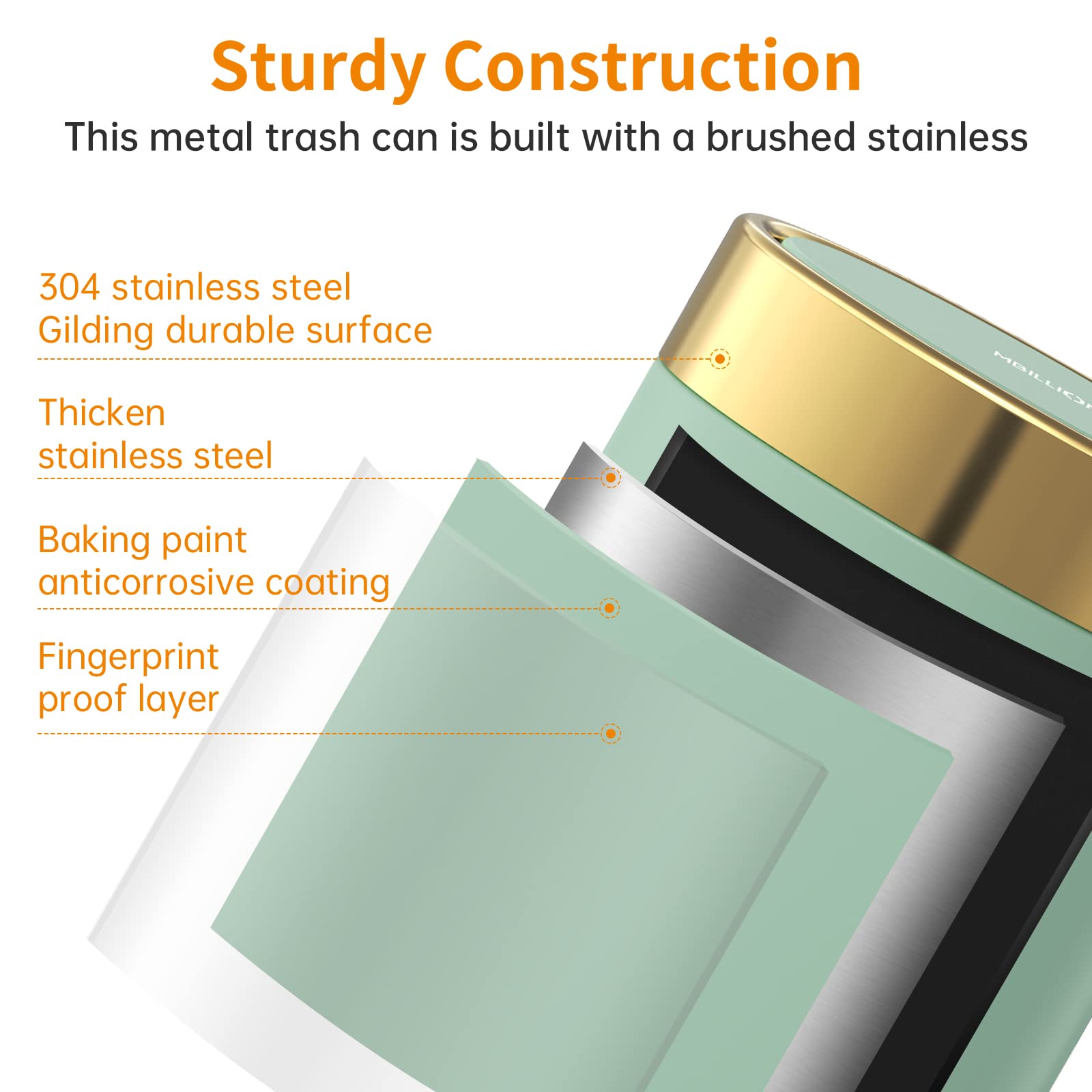 Mini Trash Can with Lid, Desktop Small Trash Can Recycling Bin Cute Metal Garbage Can for Tabletop Countertop Use,Stainless Steel 0.4Gal/1.5L Waste Bin for Office Parlor Car Bedroom,Swing Lid Open