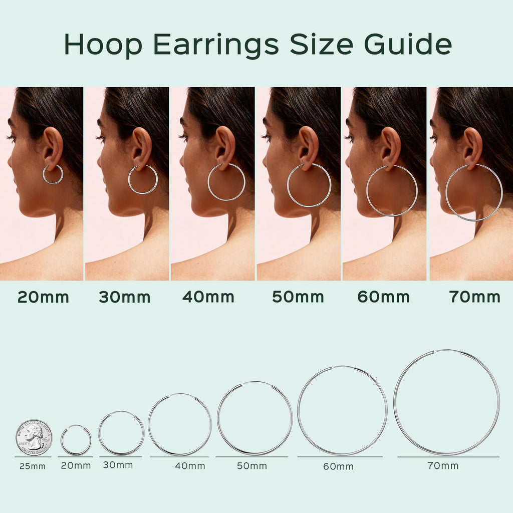 ChicSilver 925 Sterling Silver Hoop Earrings for Women Hypoallergenic, Lightweight Large Gold Plated Silver Hoop Earrings, Endless Hoops Earring 20/30/40/50/60/70MM