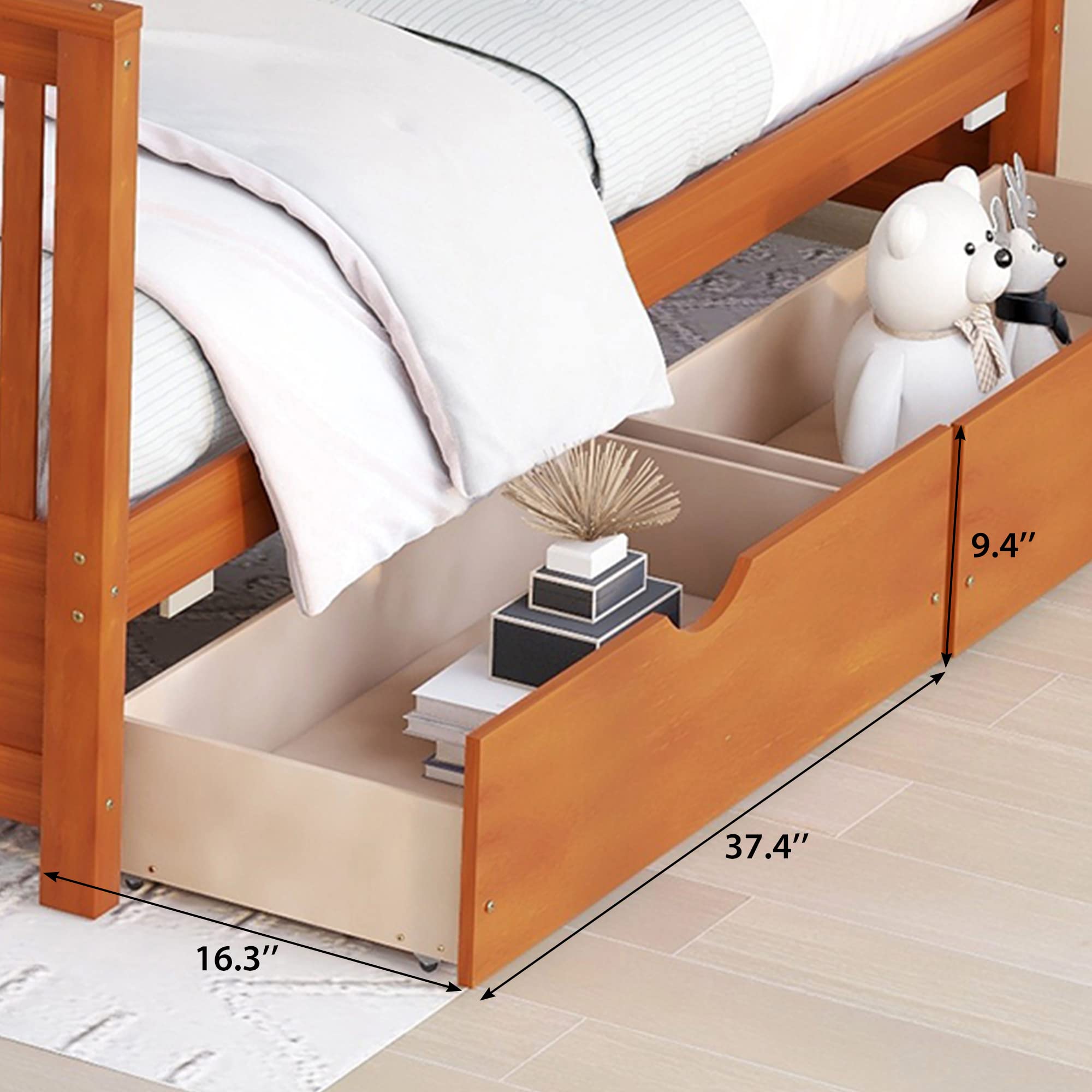 Merax Wood Bunk Bed with Two Drawers,Convertible Wood Bunk Bed with Ladders and Two Storage Drawers,Solid Wood Detachable Bed Frame with Ladders, Twin Over Full Size, Espresso