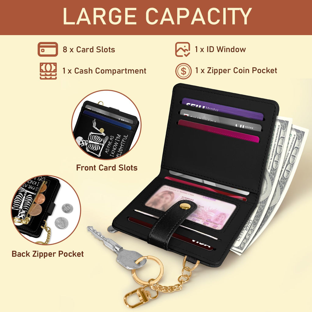Jogjam Small Ladies Wallet, Rfid Slim Thin Compact Credit Card Women Wallet, PU Leather Bifold Cash Wallet, Zipper Coin Pocket & ID Window, Female Gifts Beige and Brown
