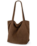 Iioscre Corduroy Tote Bag for Women,Hobo HandBags with Zipper,Large Capacity Casual Shoulder Handbags with Inner Pockets