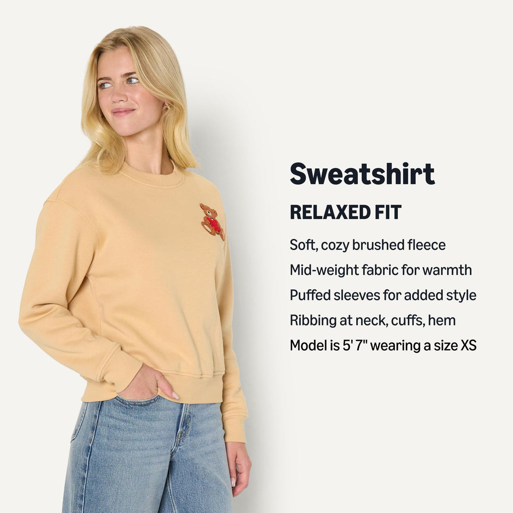 Amazon Essentials x Sofia Grainge Women's Relaxed Fit Boxy Drop Shoulder Crewneck Sweatshirt