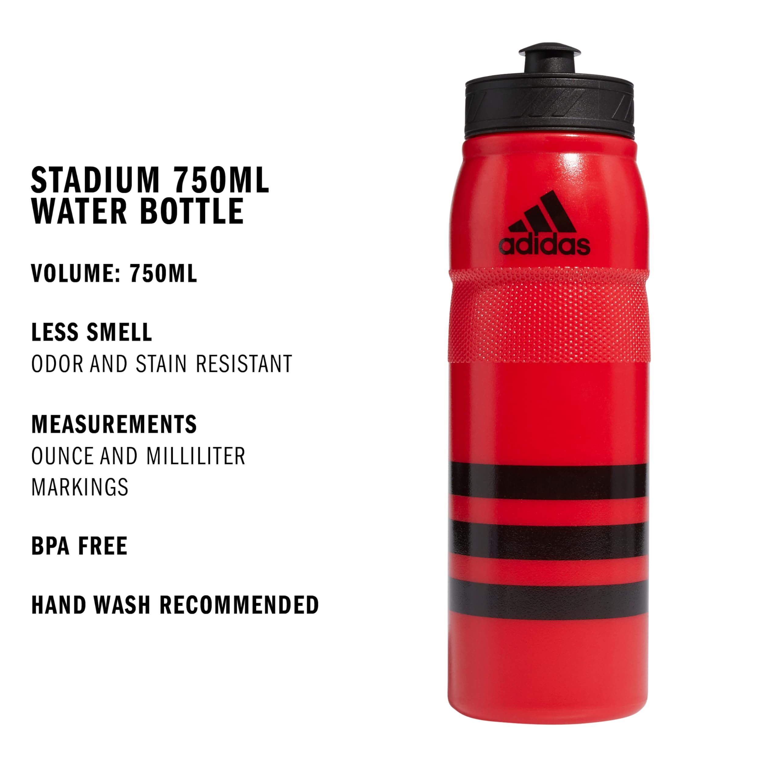 adidas 750 ML (28 oz) Stadium Refillable Plastic Sport Water Bottle