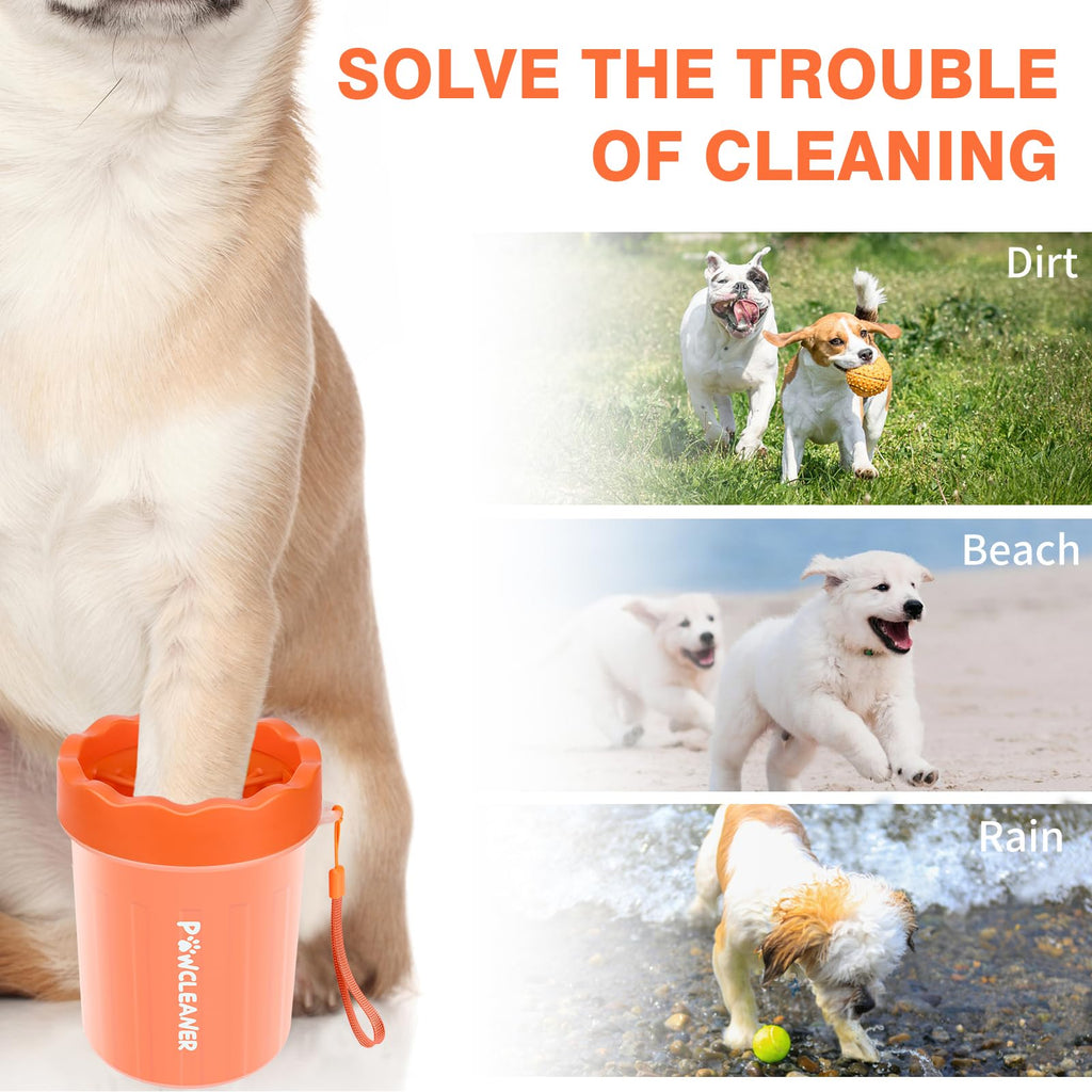 Professional 7 in 1 Dog Paw Cleaner for Dogs & Cats - Includes 1 Portable Paw Washer, 1 Bath Brush, 2 Dog Toothbrushes and 3 Absorbent Towels Note: Fits Paws up to 2 Inches Wide (Small, Black)