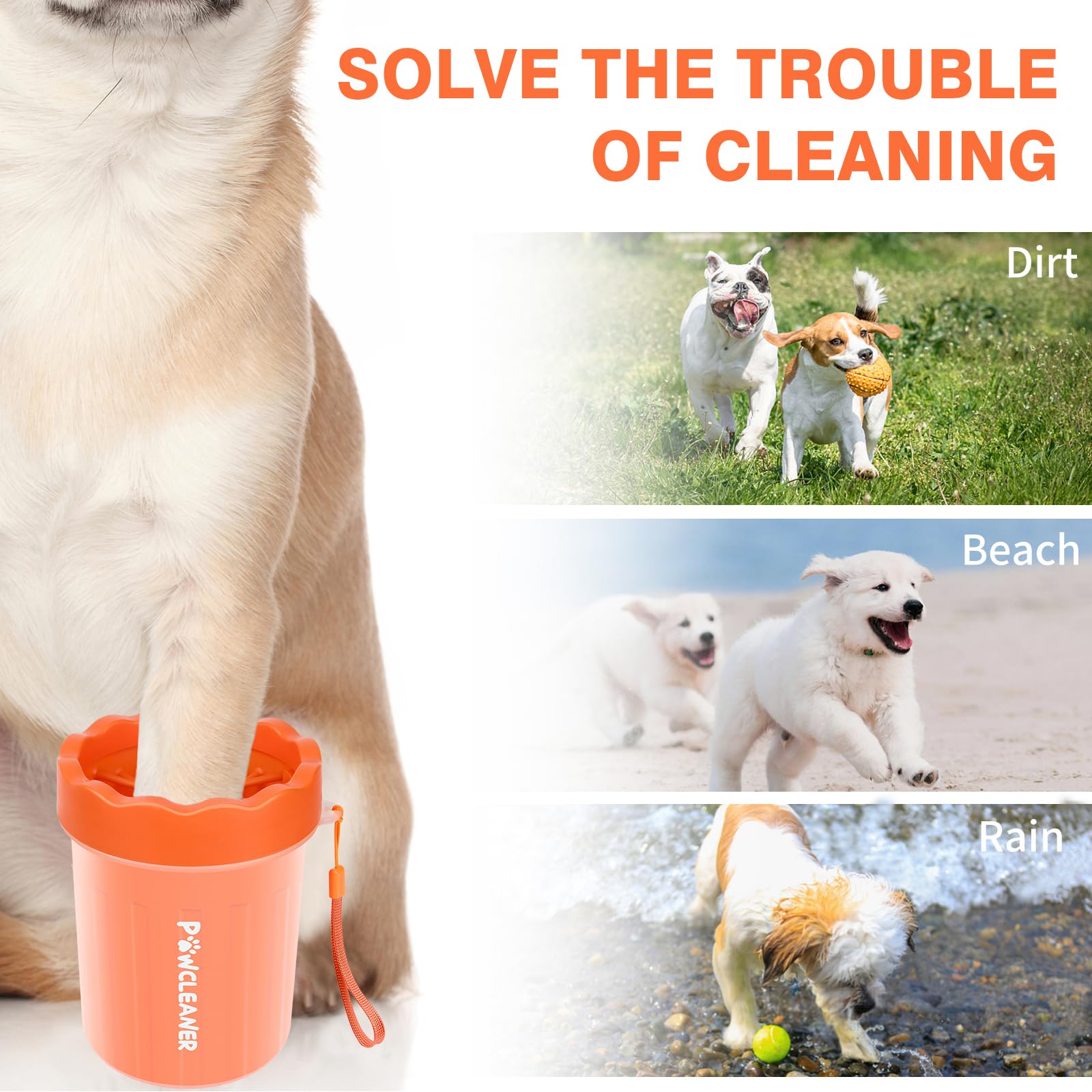 Professional 7 in 1 Dog Paw Cleaner for Dogs & Cats - Includes 1 Portable Paw Washer, 1 Bath Brush, 2 Dog Toothbrushes and 3 Absorbent Towels Note: Fits Paws up to 2 Inches Wide (Small, Black)