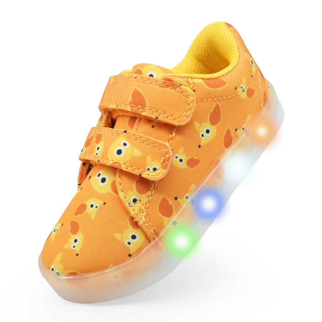 YESKIS Boys Girls Light Up Shoes Vivaki LED Canvas Cartoon Casual Sneakers for Toddler Little Kid Size 5-12
