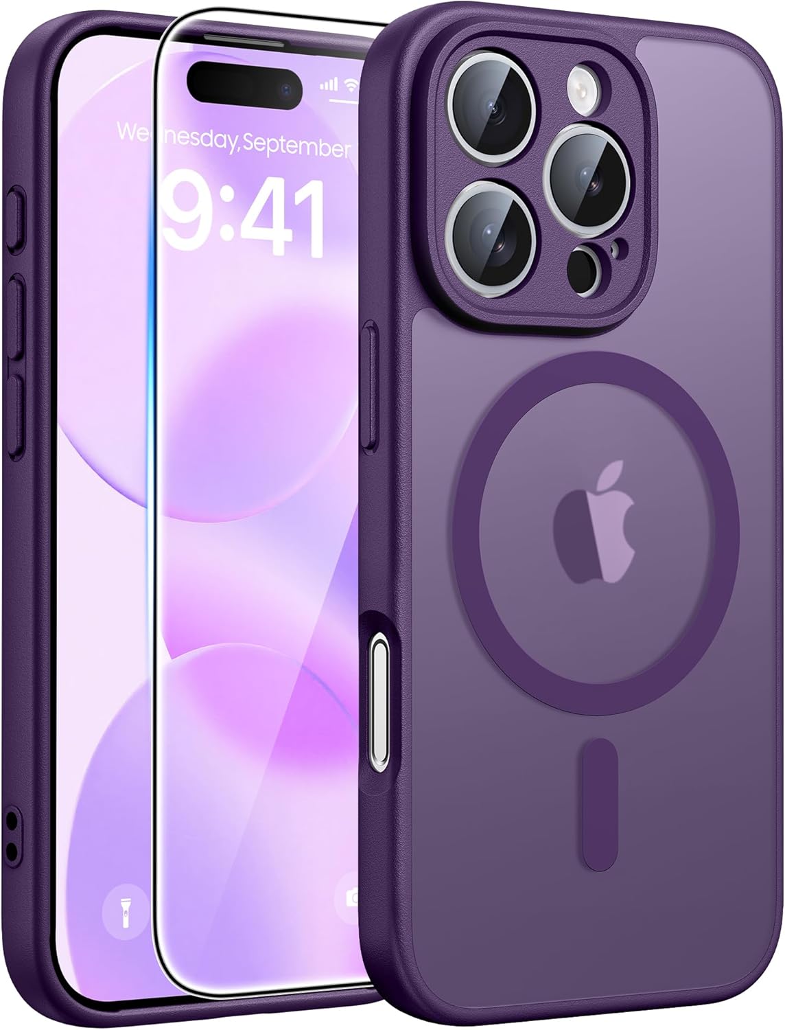 FNTCASE for iPhone 17 Case: [Compatible with Magsafe] Translucent Matte Cases with [Full Camera Protection] [Screen Protector] Military Grade Shockproof Protective Phone Cover - Light Purple