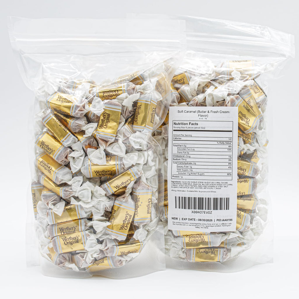 ORIGINAL Caramel Hard Candy 1 lb – Bulk Bag, Classic Cream and Caramel Flavors, Individually Wrapped (82 Pieces)