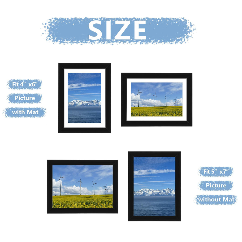 Picrit 24x34 Black Poster Frame 7 Pack, Display Pictures 20x30 Picture with Mat or 24 x 34 without Mat for Horizontal or Vertical Wall Mounting, Wall Gallery Photo Frames