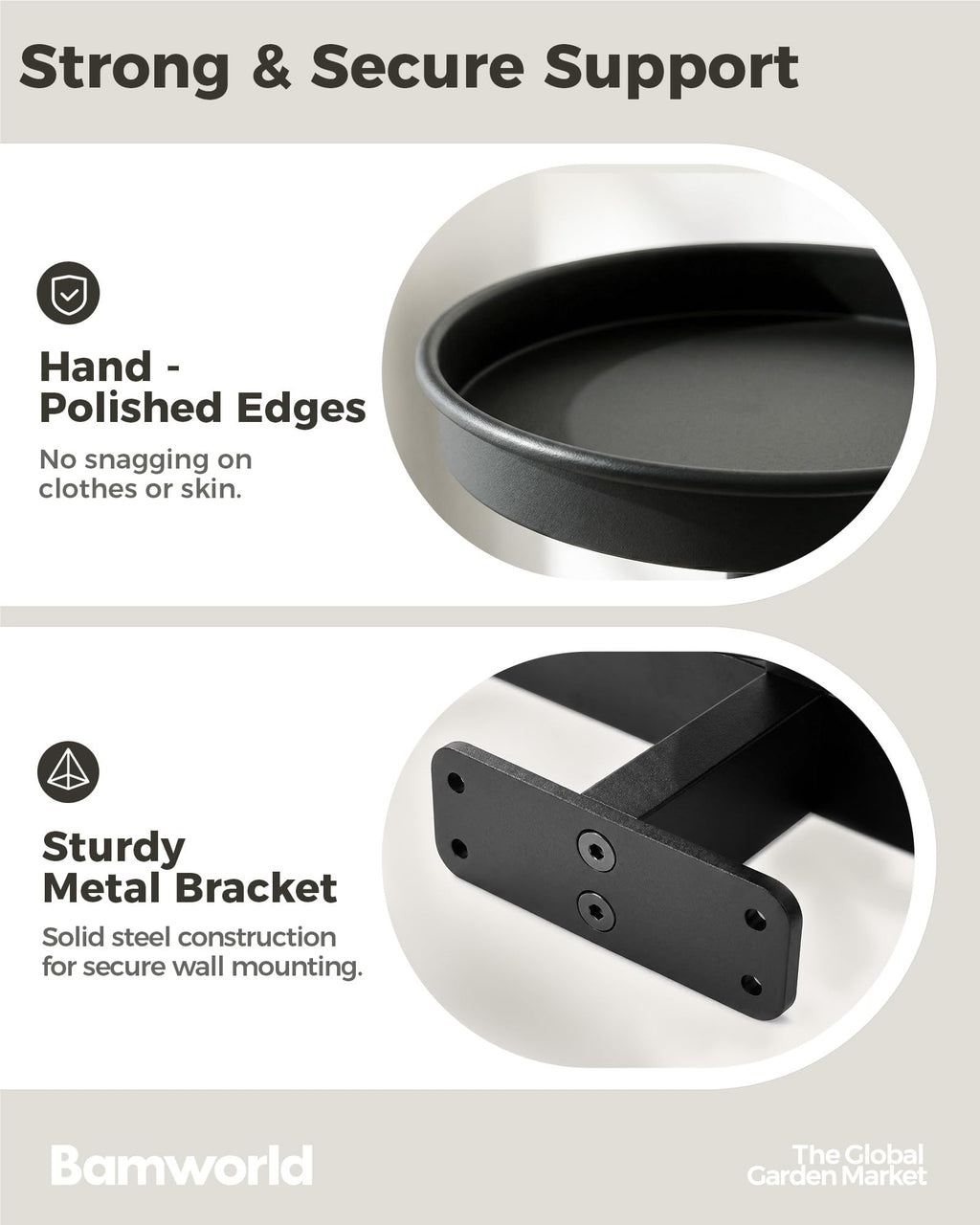 Bamworld Hanging Planters for Indoor Plants Wall Plant Holder Plant Hanger Indoor Wall Planters Window Plant Shelves Hanging Plant Holder Window Plant Hanger Plant Decor Black 3pcs