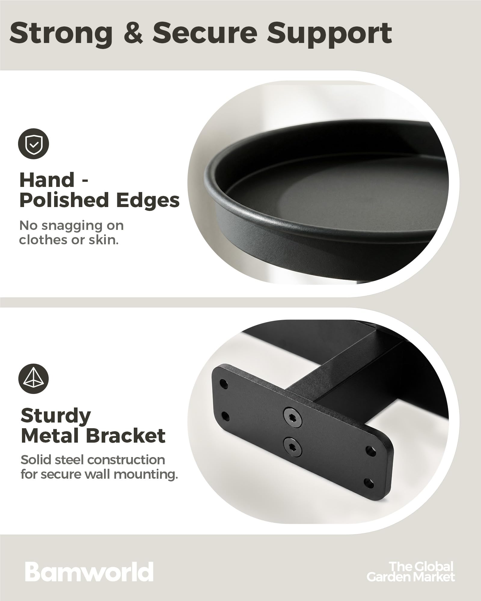 Bamworld Hanging Planters for Indoor Plants Wall Plant Holder Plant Hanger Indoor Wall Planters Window Plant Shelves Hanging Plant Holder Window Plant Hanger Plant Decor Black 3pcs