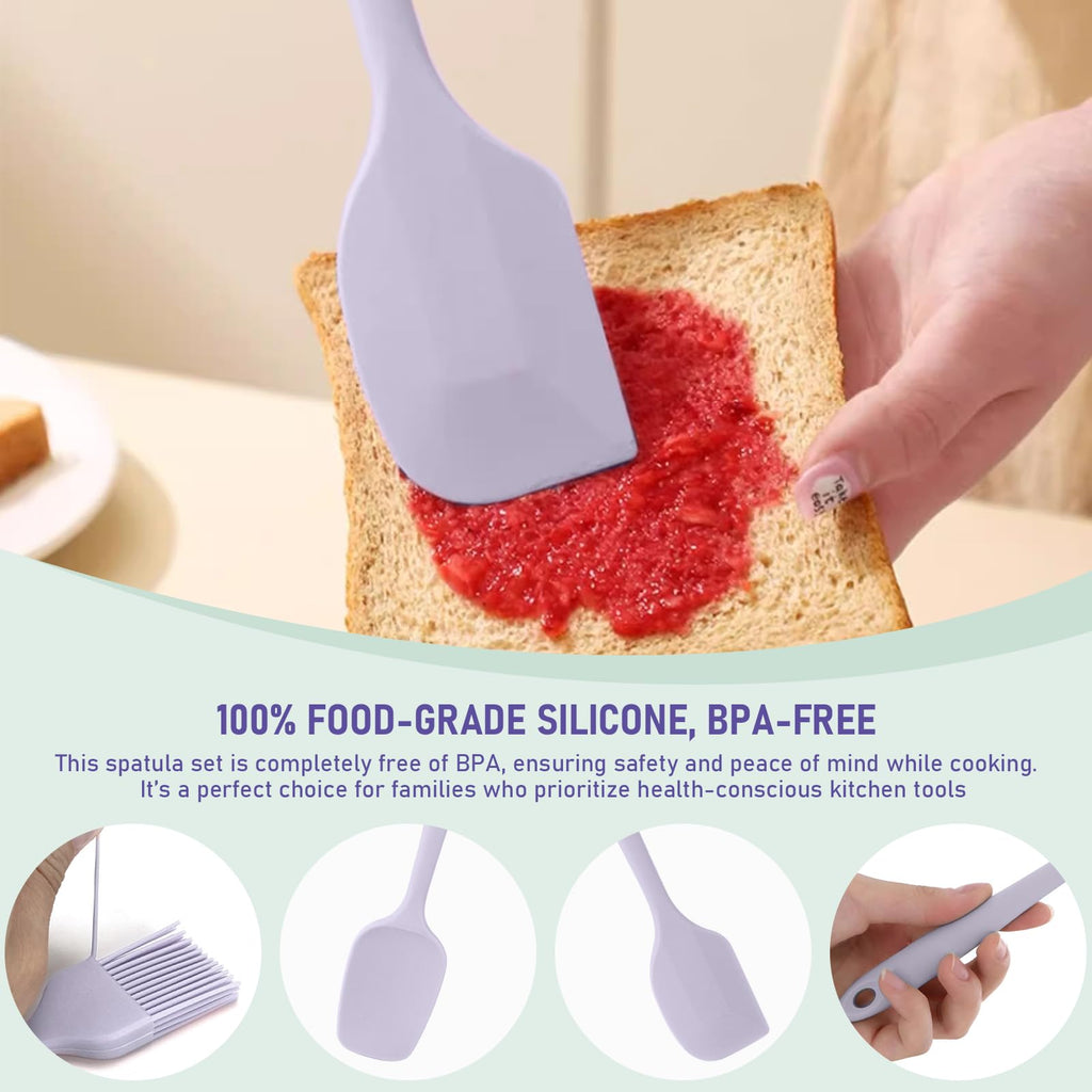 4 Pcs Silicone Jar Spatulas, Non-Stick Heat Resistant Cake Cream Spatulas Set, 9.8 inch Cake Cream Butter Spatulas(4 colors）