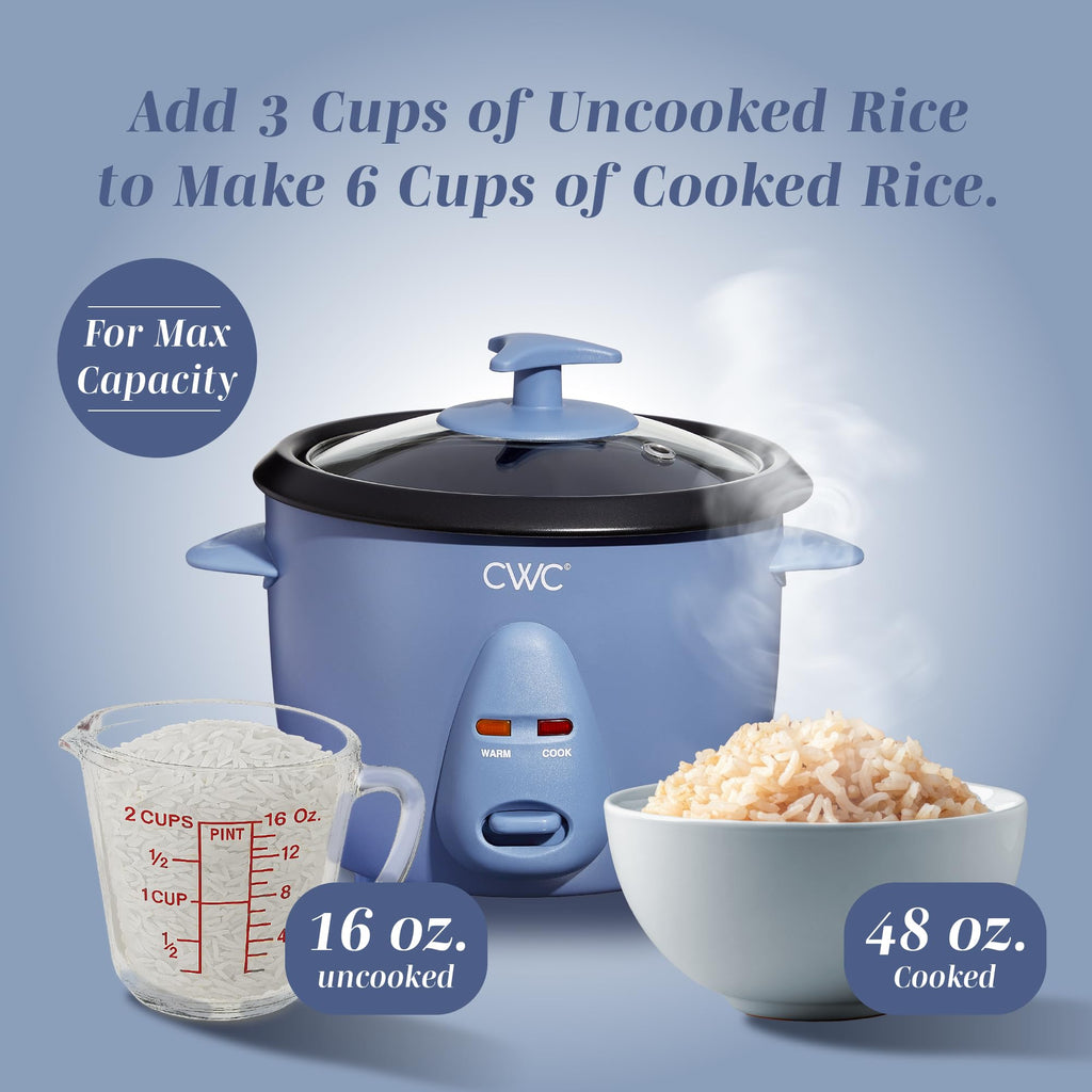 COOK WITH COLOR 6 Cup Rice Cooker 300W - Effortless Cooking and Perfectly, Cooks 3 Cups of Raw Rice for 6 Cups of Cooked Rice, Floral Blue