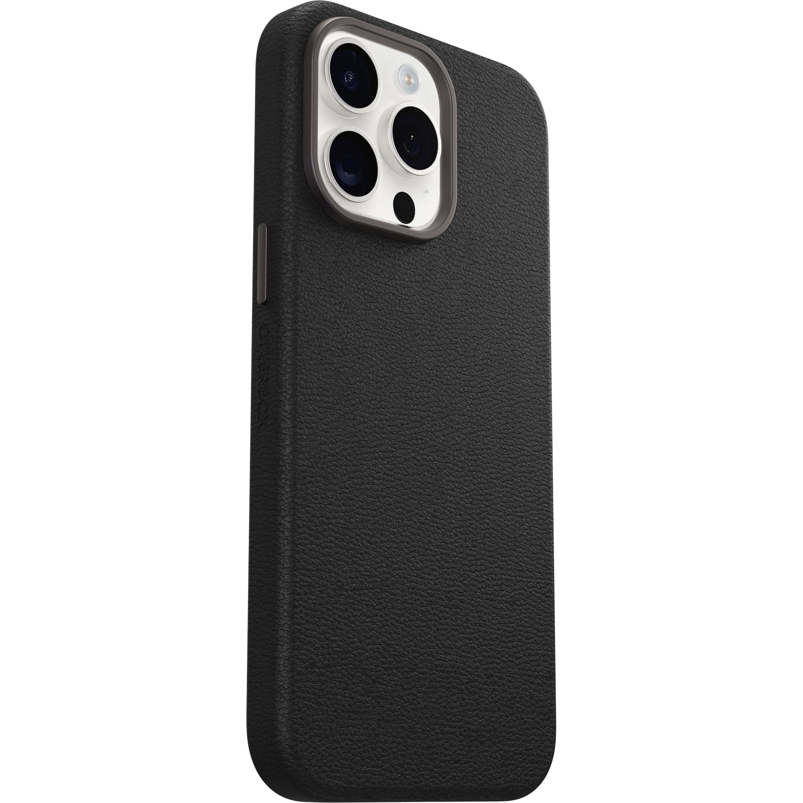 OtterBox iPhone 15 Symmetry Series Cactus Leather for MagSafe - Noir ASH (Black), Slim, Premium, Protective iPhone Case