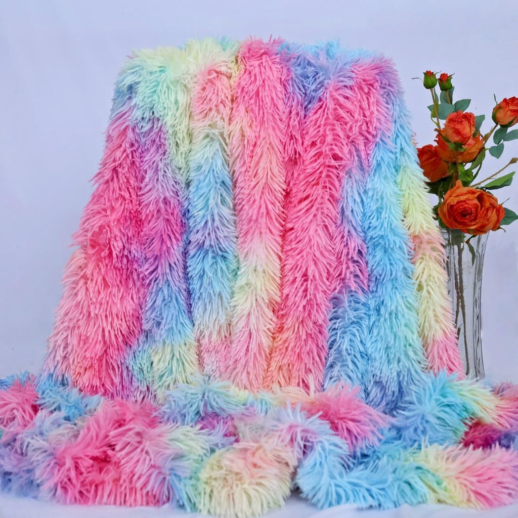 Plush Super Soft Blanket Bedding Sofa Cover Furry Fuzzy Fur Warm Throw Qulit Cozy Couch Blanket for Winter (51"x63", Black)