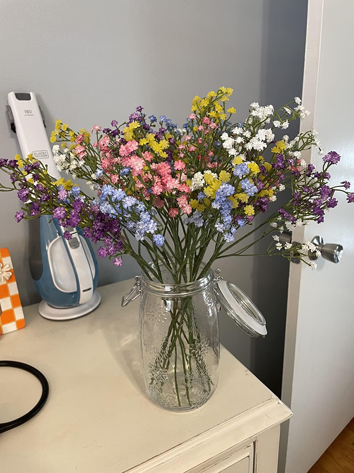 15 PCS Babys Breath Artificial Flowers Fake Babys Breath Flowers Artificial Bulk Blue Gypsophila Bouquets Real Touch Faux Flowers for Wedding Floral Arrangement Party Home Decoration